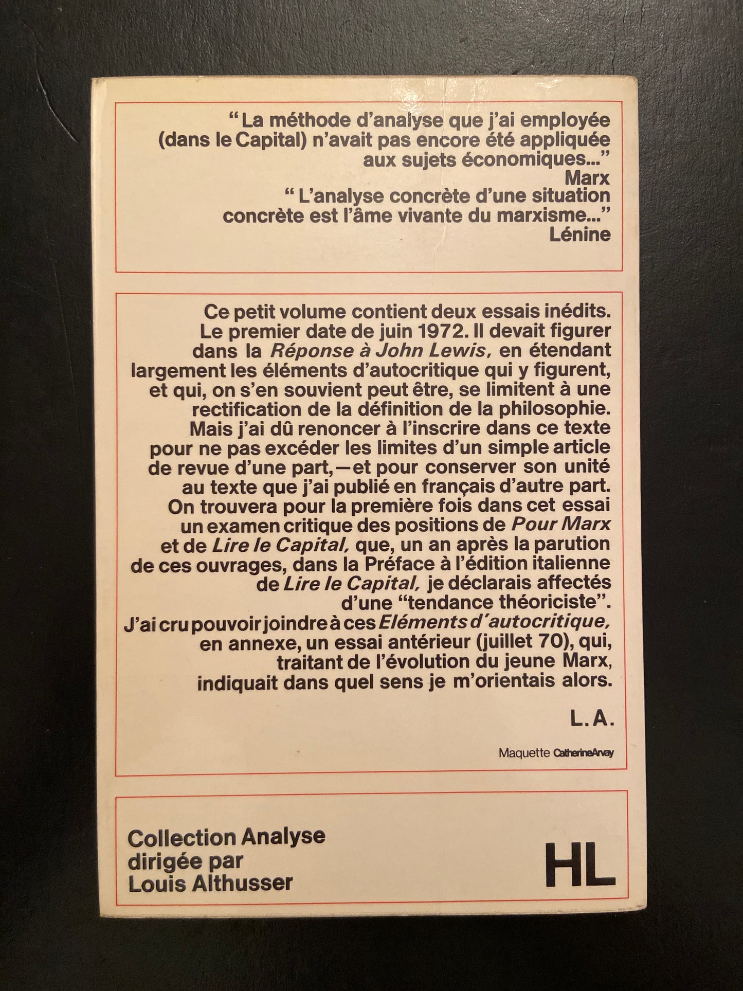 ÉLÉMENTS D'AUTO-CRITIQUES