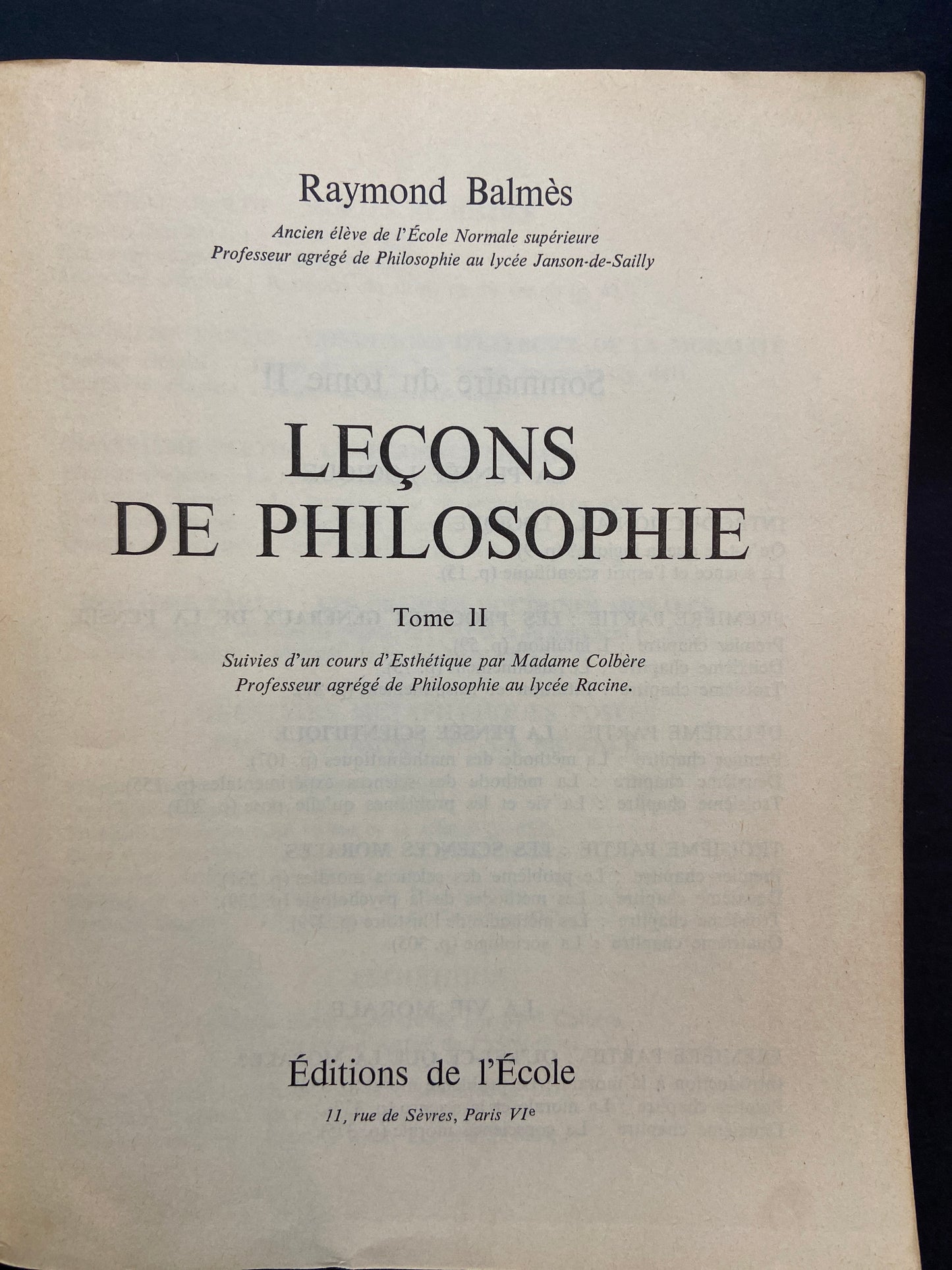 LEÇONS DE PHILOSOPHIE - TOME 02