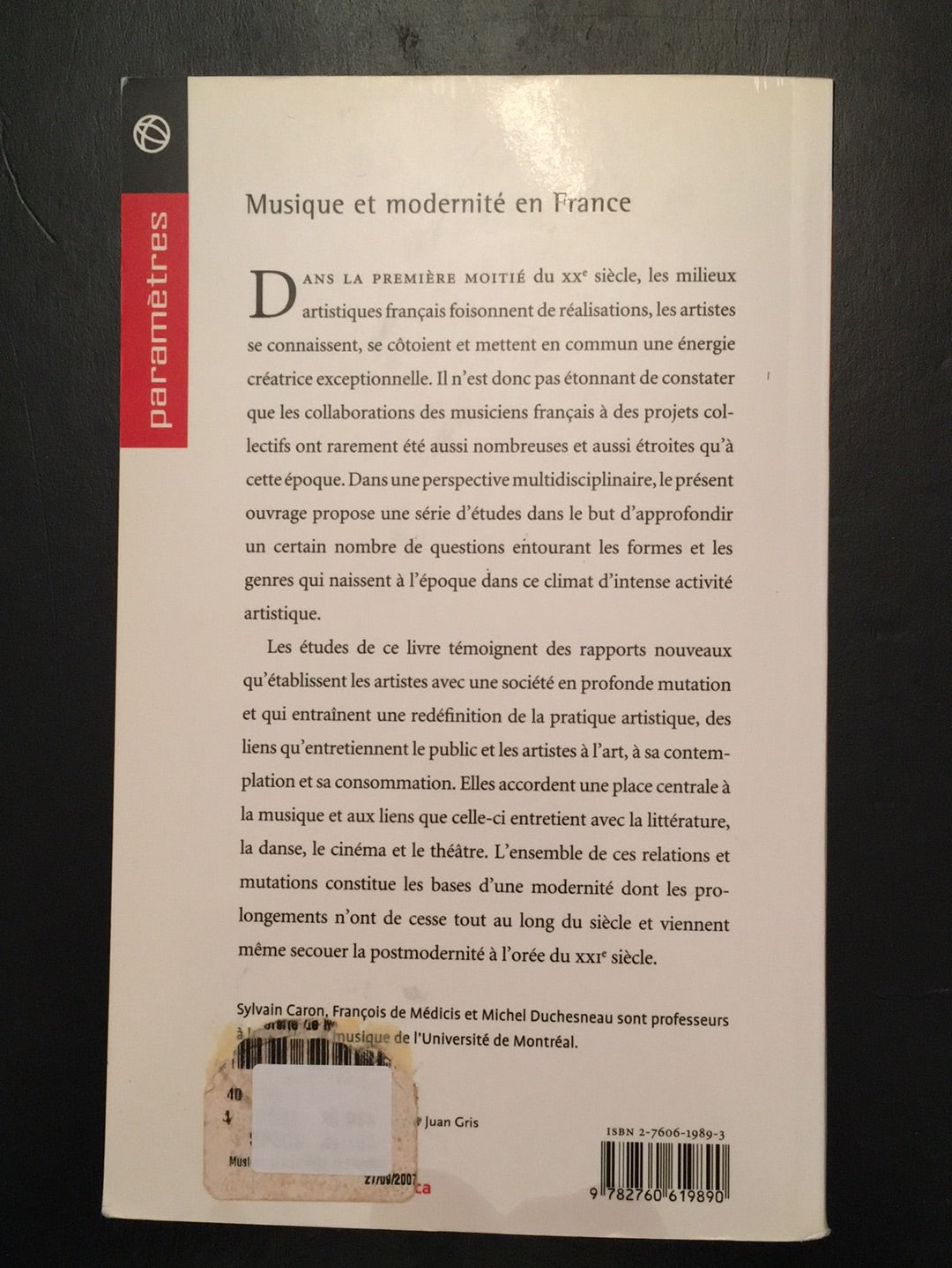 MUSIQUE ET MODERNITÉ EN FRANCE