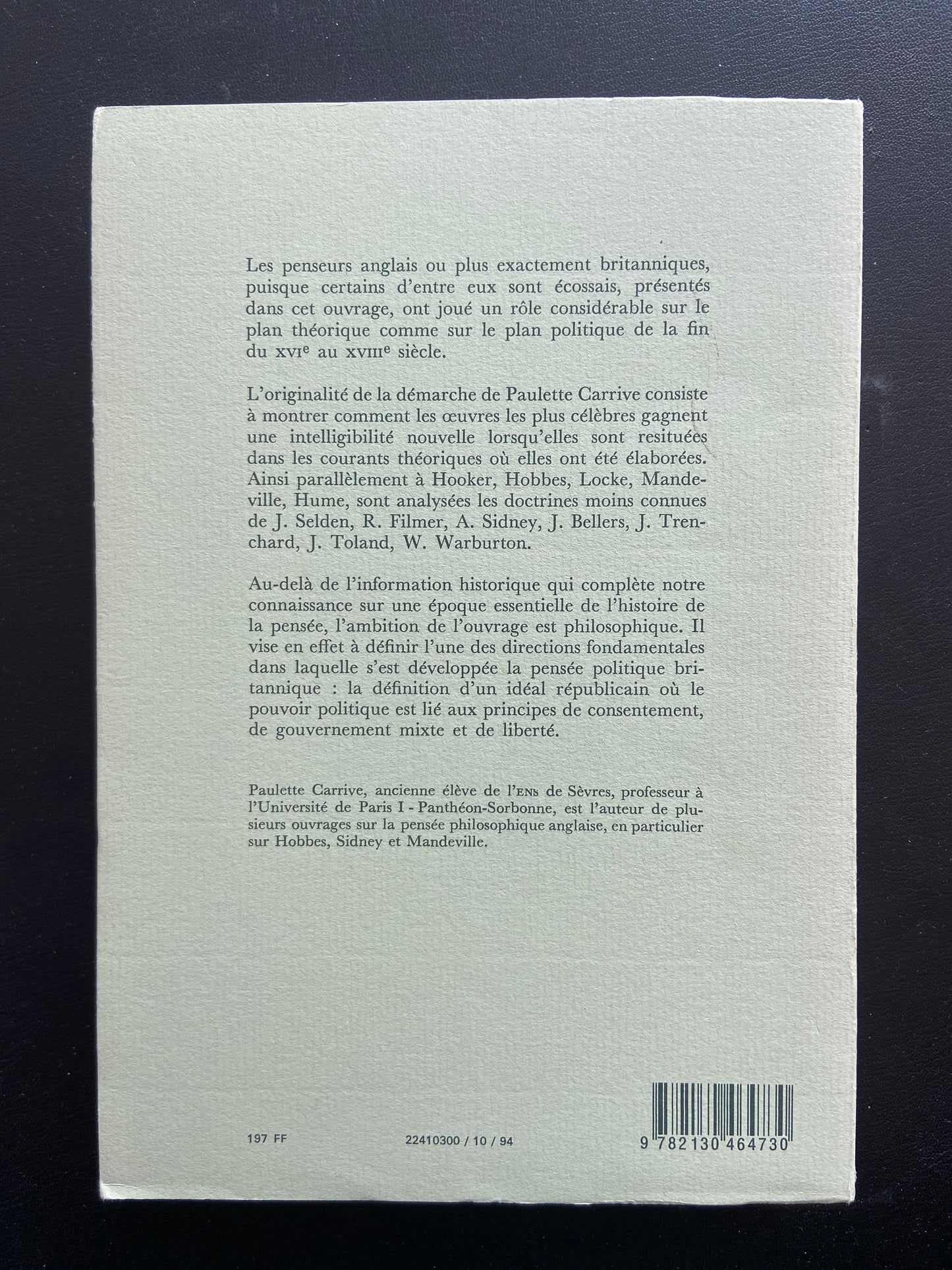 LA PENSÉE POLITIQUE ANGLAISE DE HOOKER À HUME