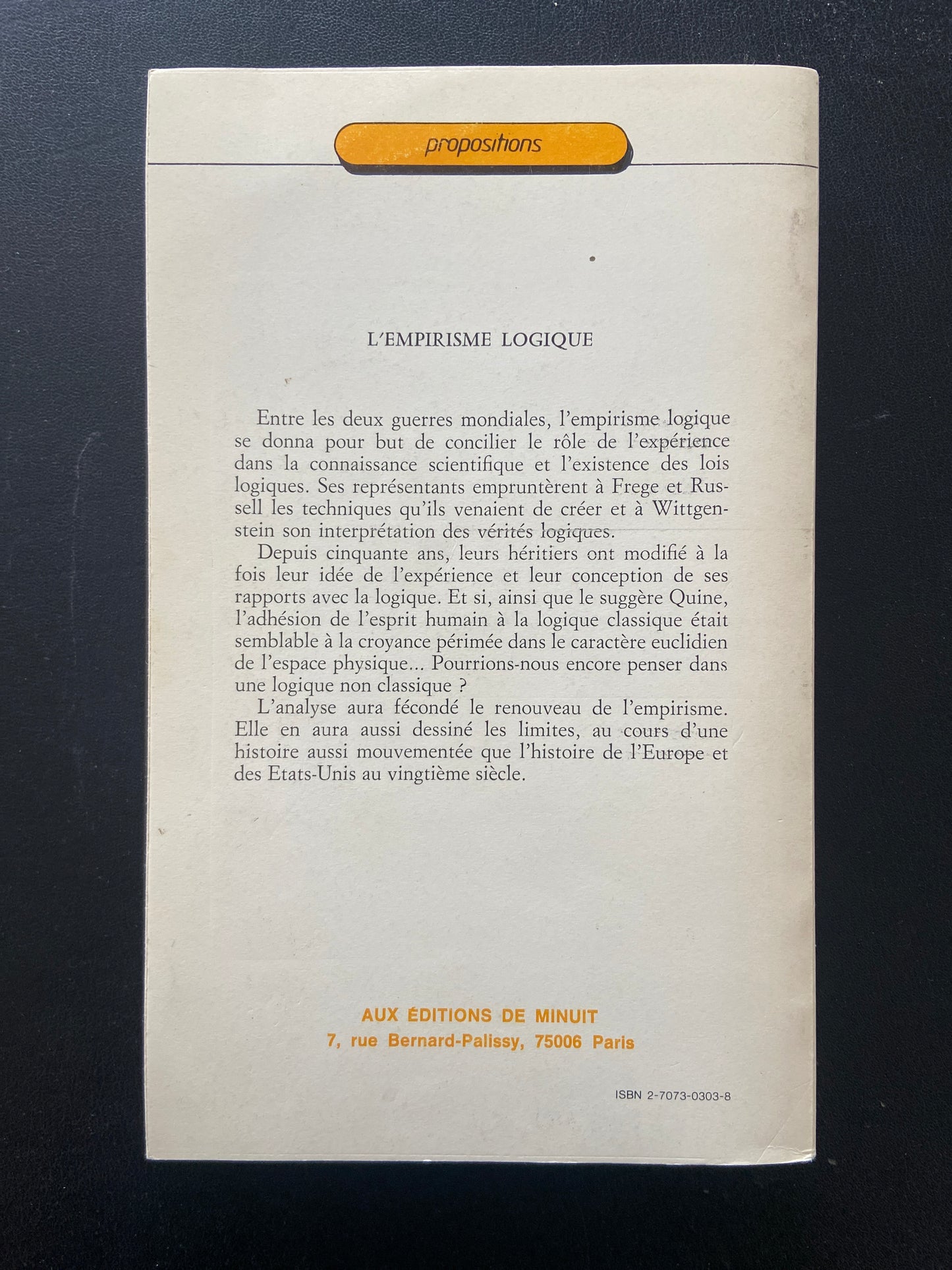 L'EMPIRISME LOGIQUE - SES ANTÉCÉDENTS, SES CRITIQUES