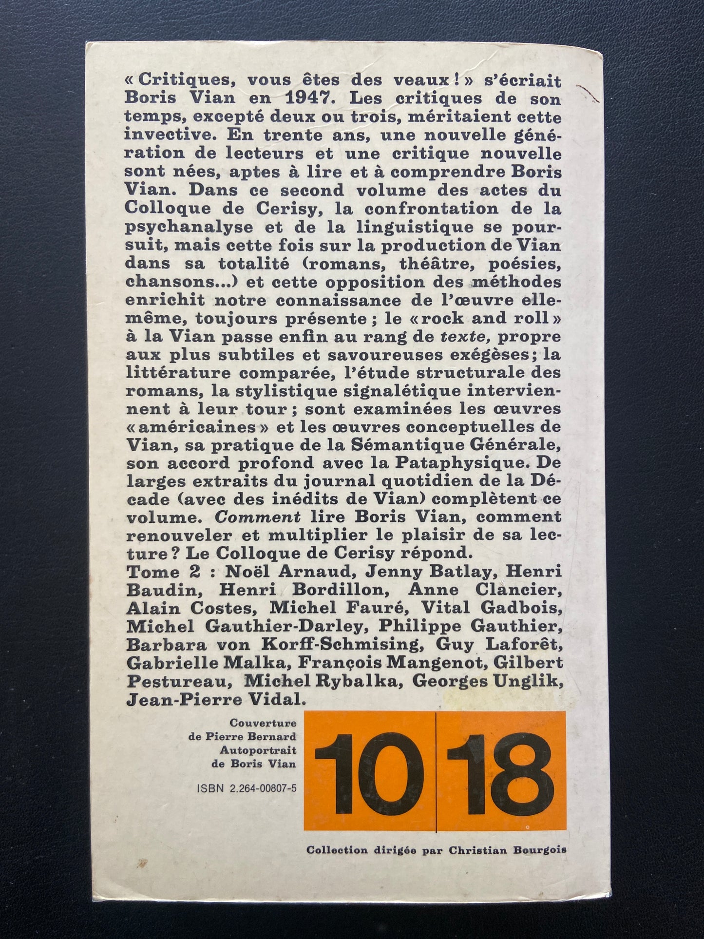 BORIS VIAN : COLLOQUE DE CERISY T.02