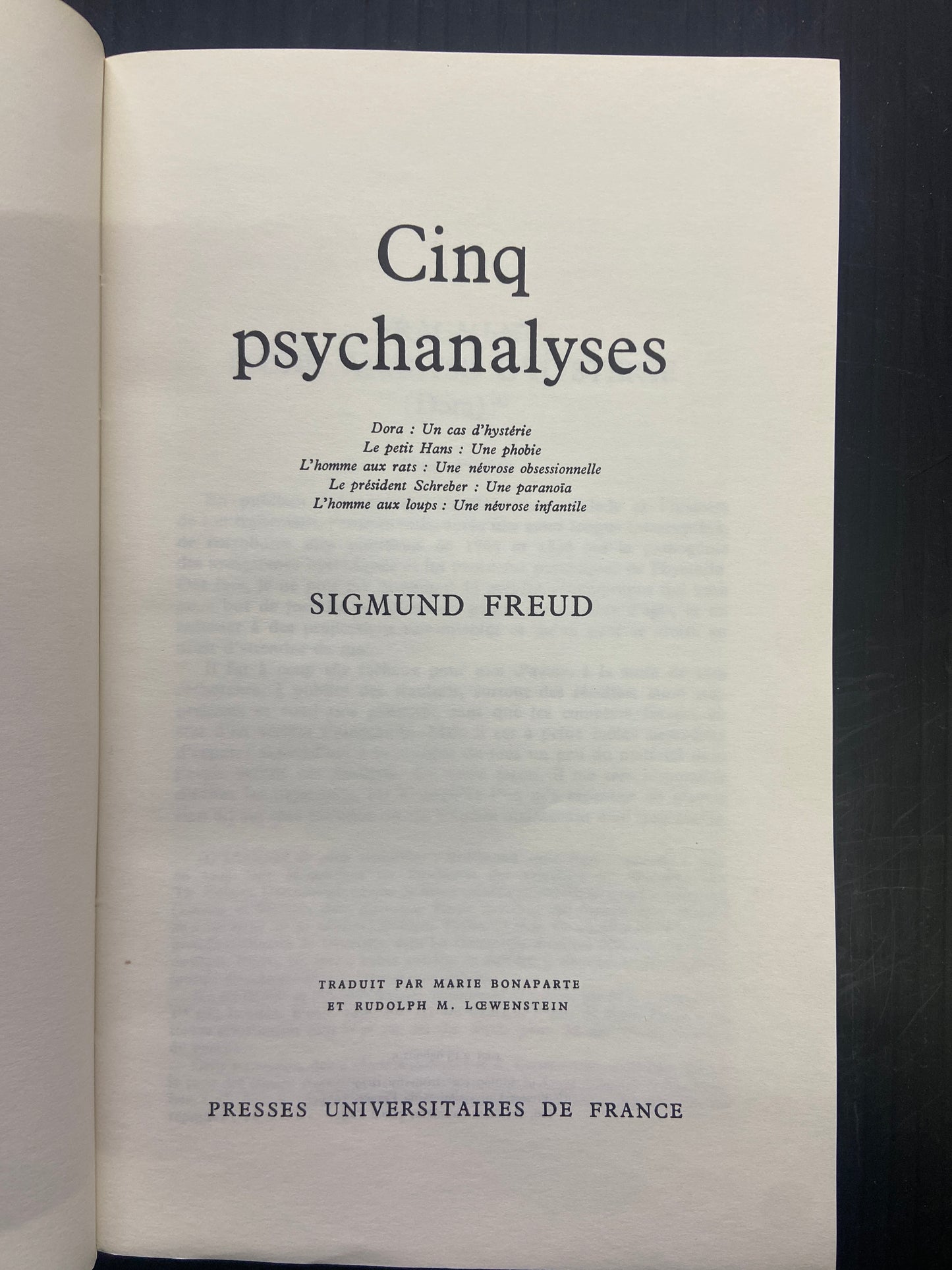CINQ PSYCHANALYSES