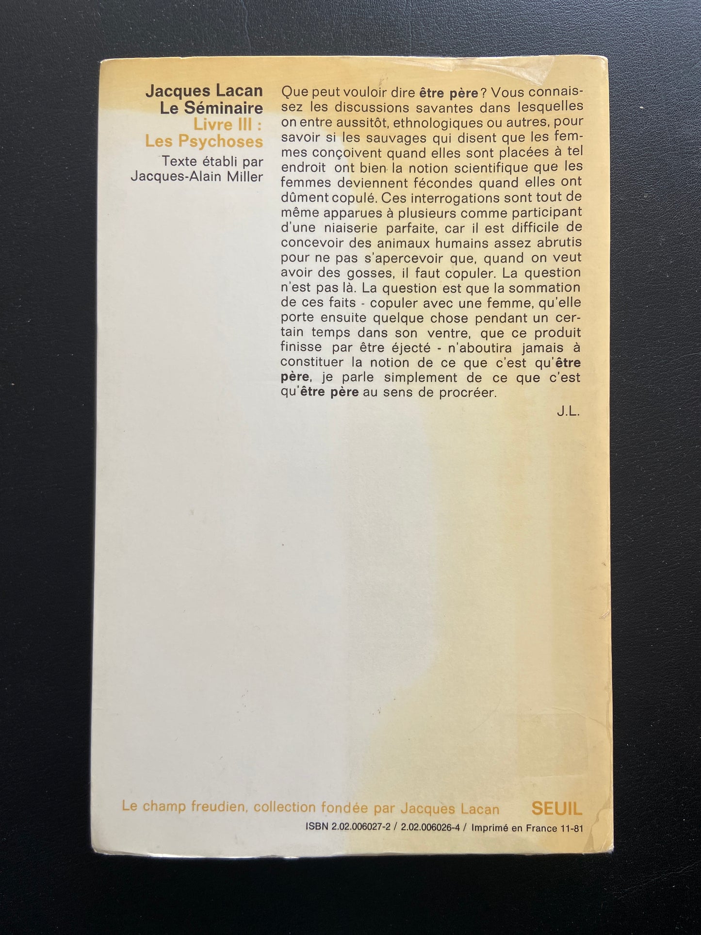LE SÉMINAIRE - LIVRE III - LES PSYCHOSES