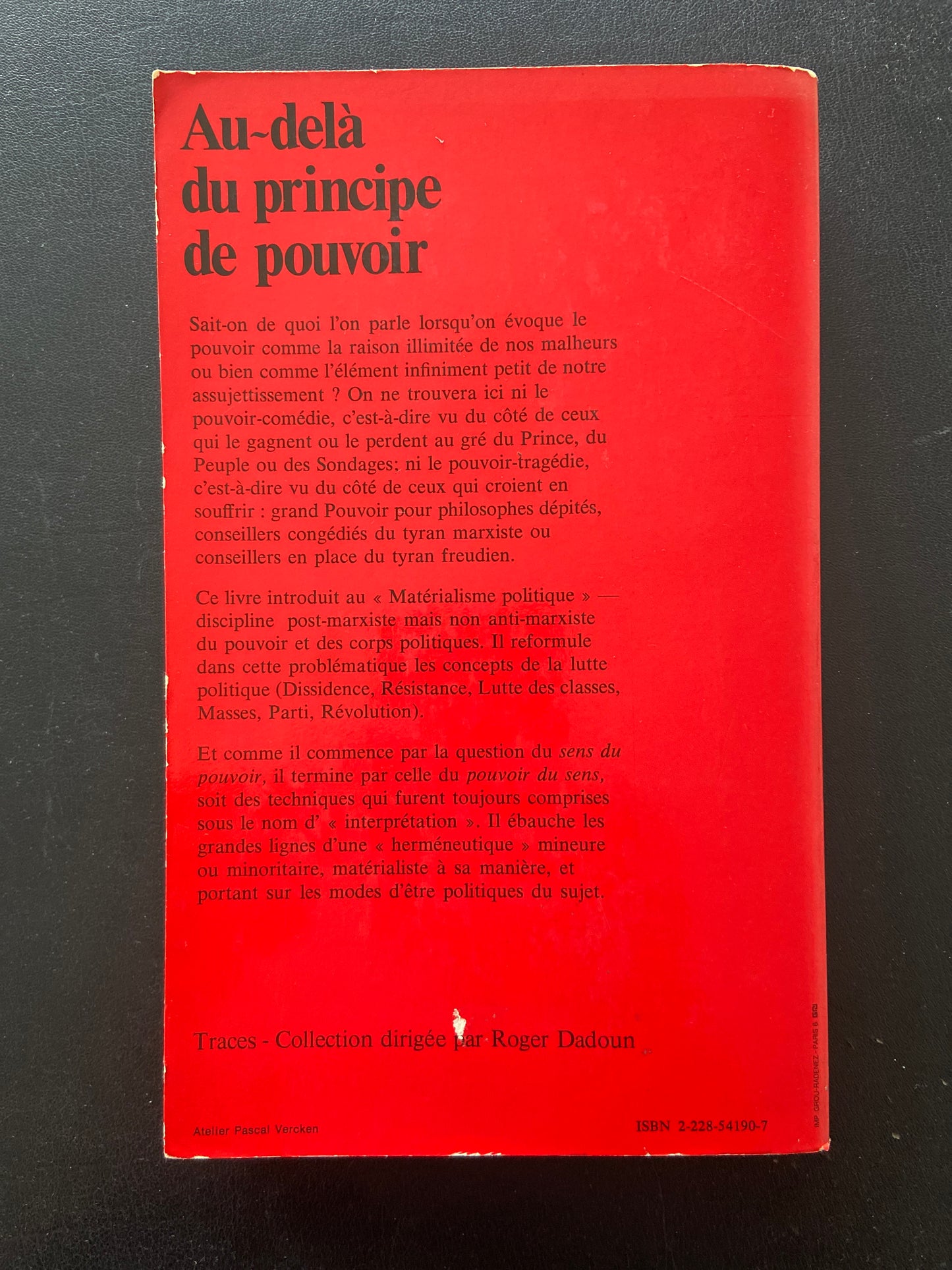 AU-DELÀ DU PRINCIPE DE POUVOIR