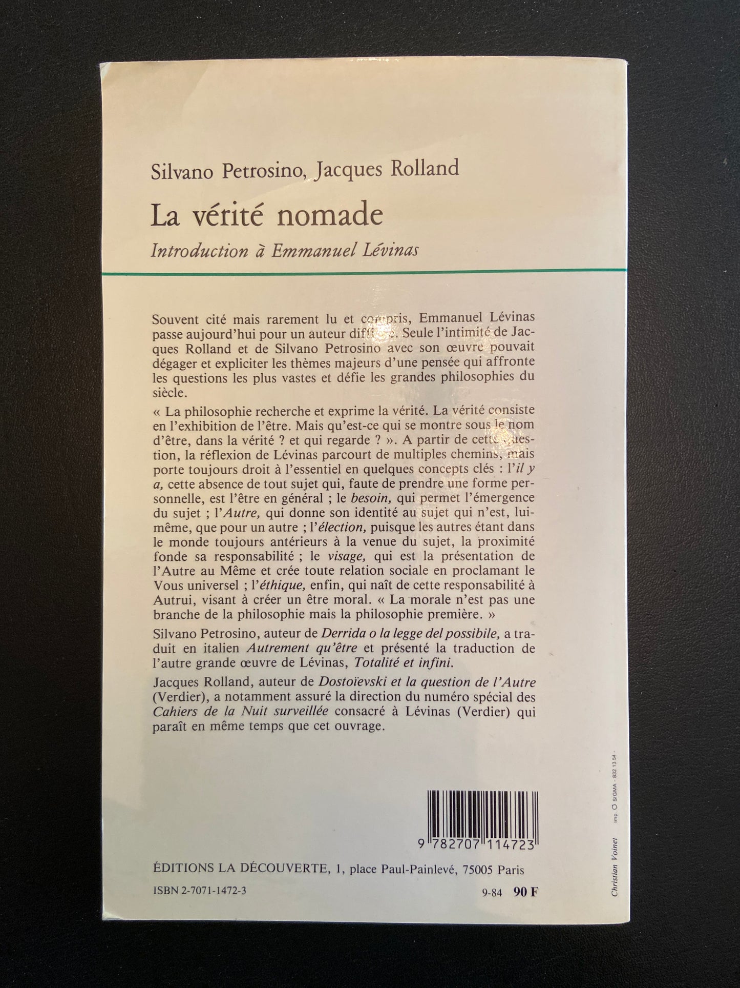 LA VÉRITÉ NOMADE - INTRODUCTION À EMMANUEL LÉVINAS