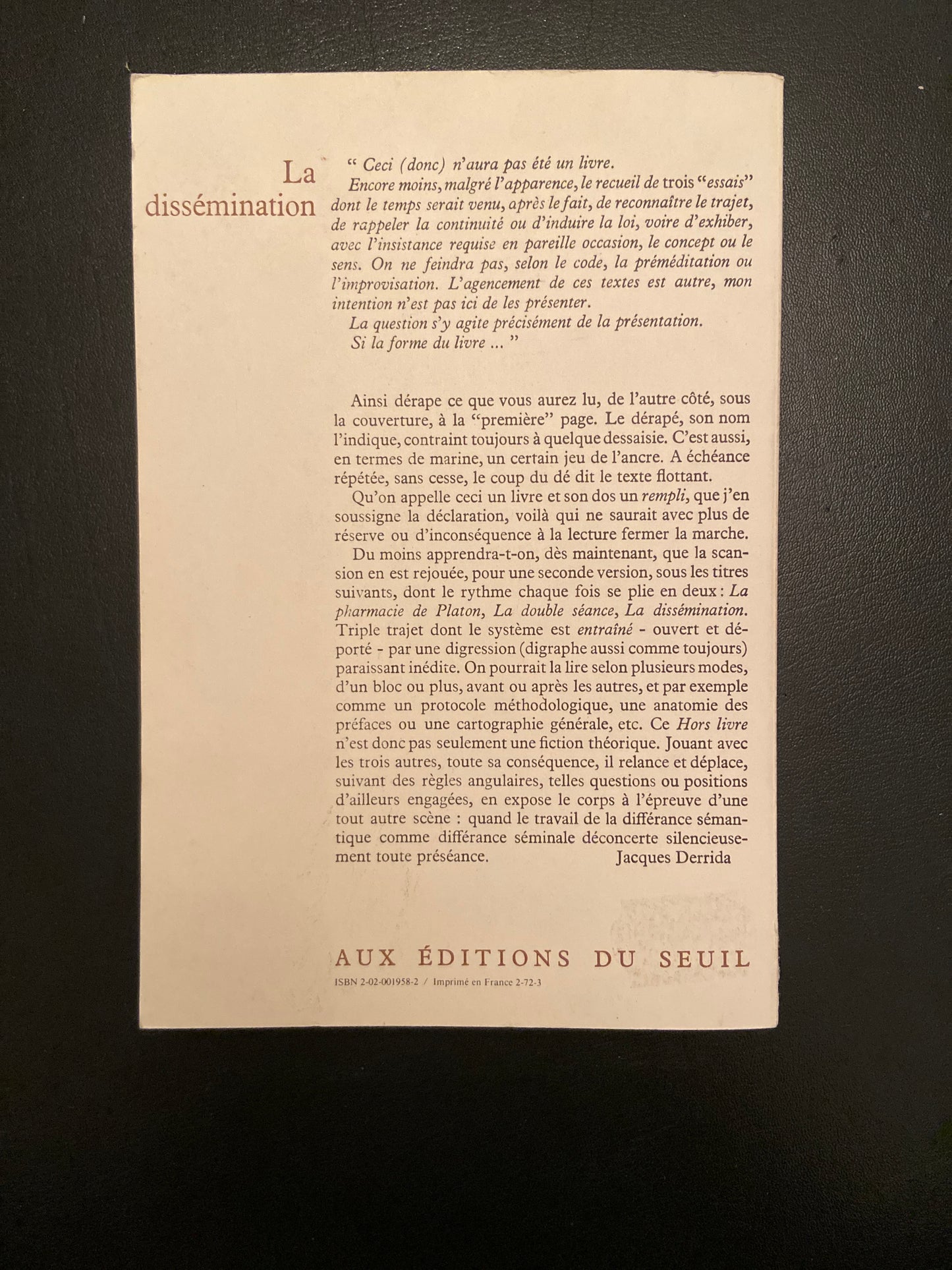 LA DISSÉMINATION