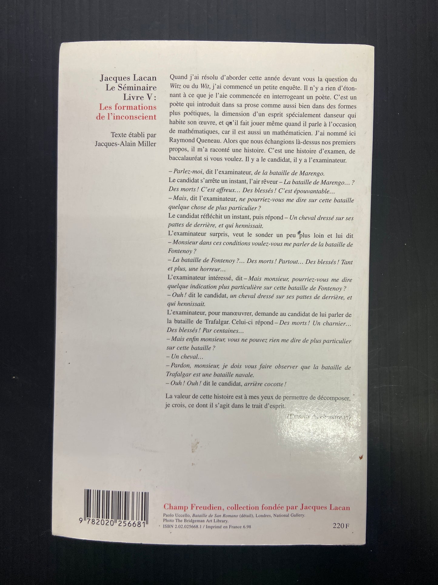 LE SÉMINAIRE - LIVRE V - LES FORMATIONS DE L'INCONSCIENT