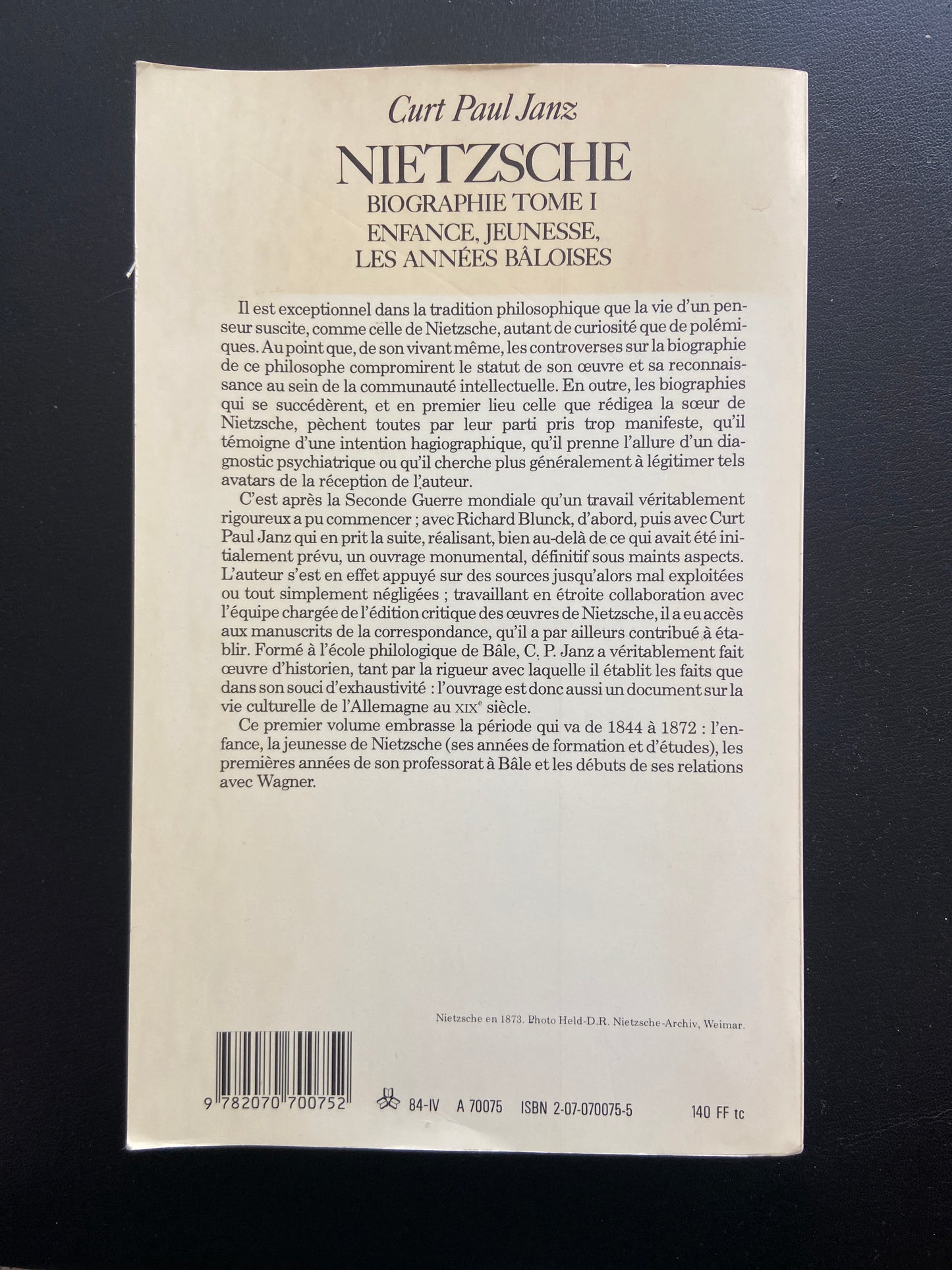 NIETZSCHE - BIOGRAPHIE TOME 1 - ENFANCE, JEUNESSE, LES ANNÉES BÂLOISES