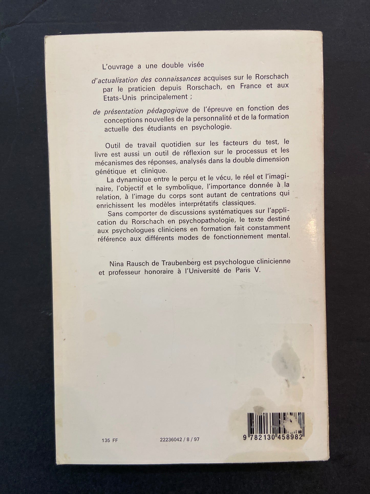LA PRATIQUE DU RORSCHACH