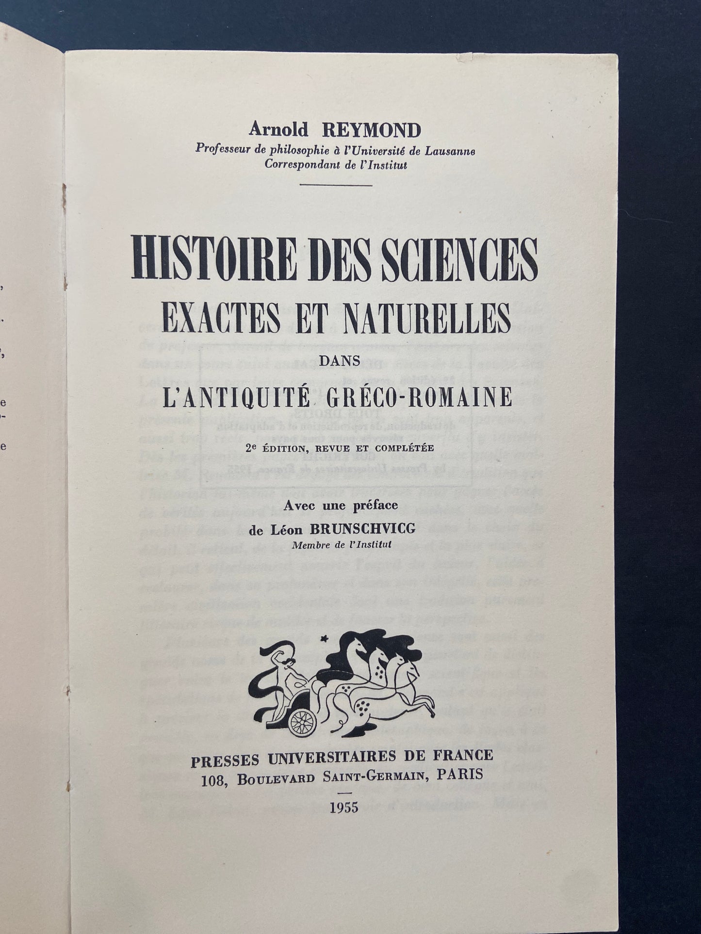 HISTOIRE DES SCIENCES EXACTES ET NATURELLES DANS L'ANTIQUITÉ GRÉCO-ROMAINE