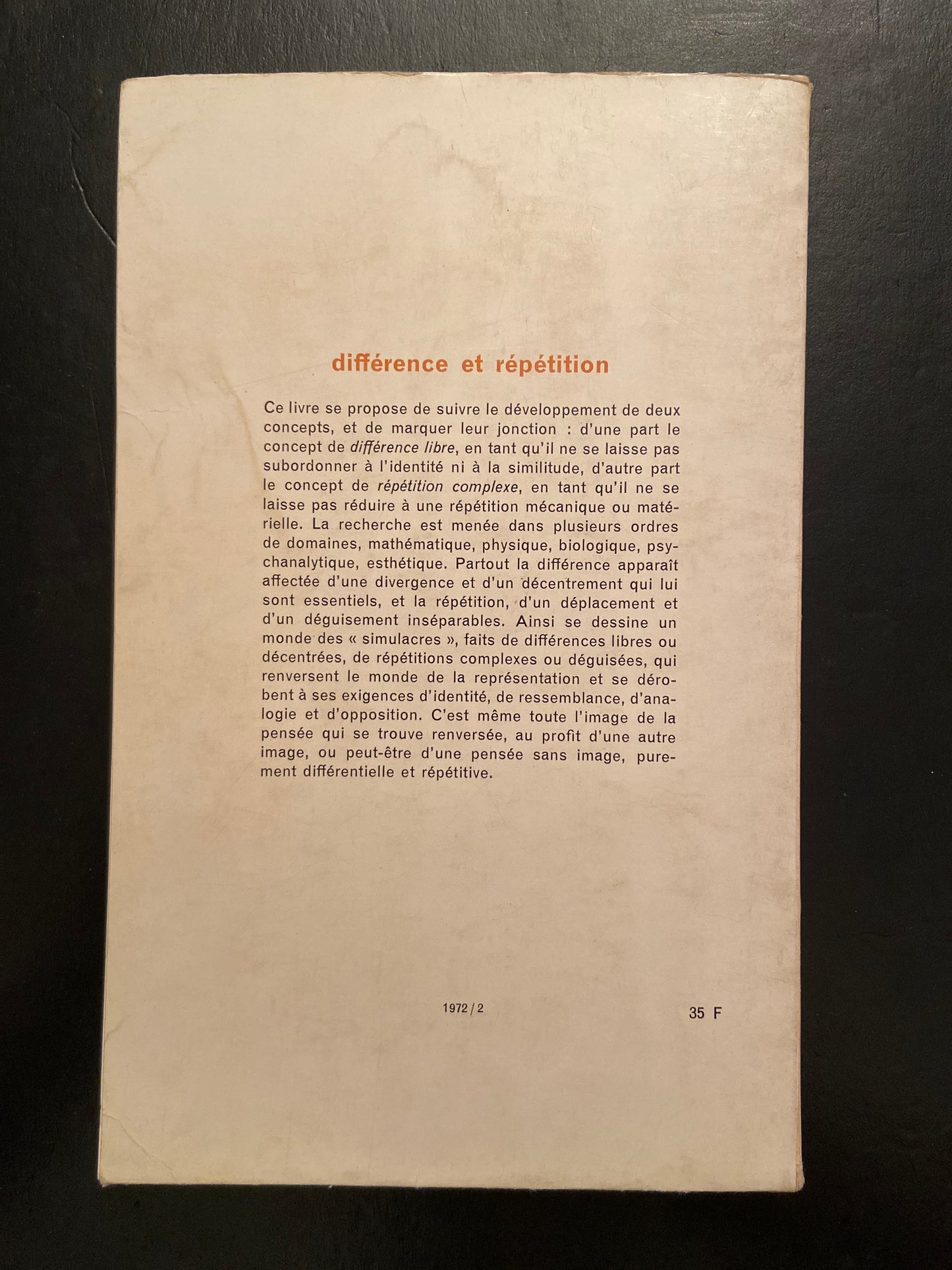 DIFFÉRENCE ET RÉPÉTITION