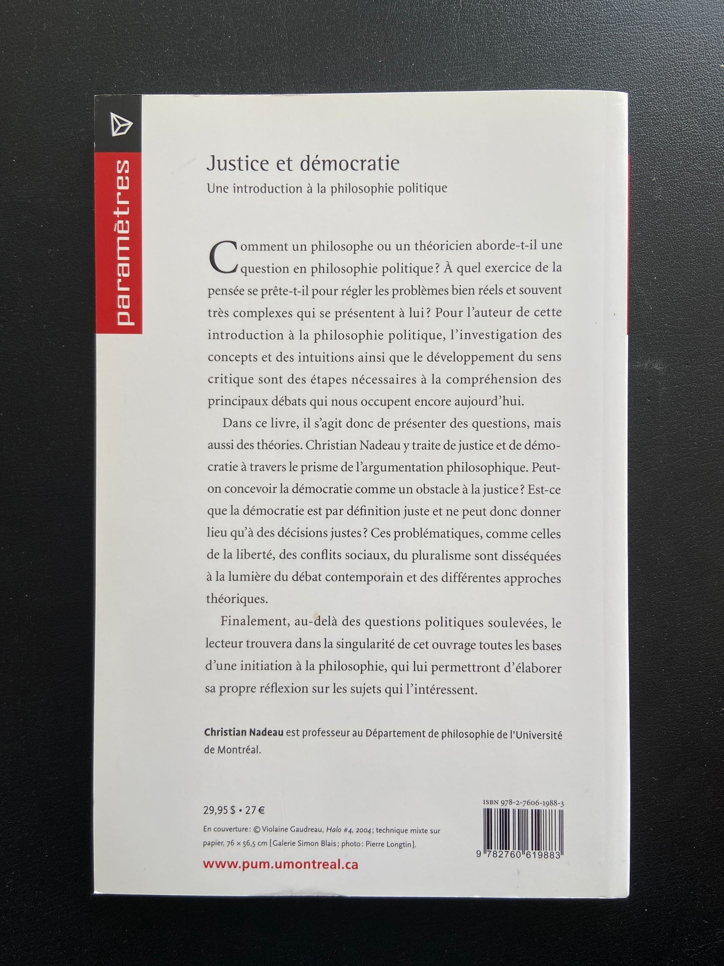 JUSTICE ET DÉMOCRATIE - UNE INTRODUCTION À LA PHILOSOPHIE POLITIQUE