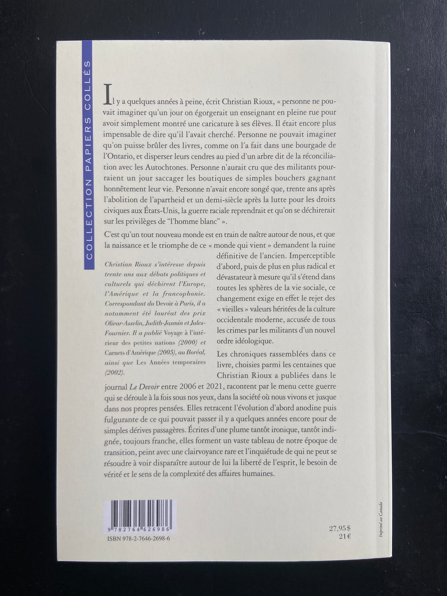 CHRONIQUES DU MONDE QUI VIENT : LA NOUVELLE GUERRE CULTURELLE