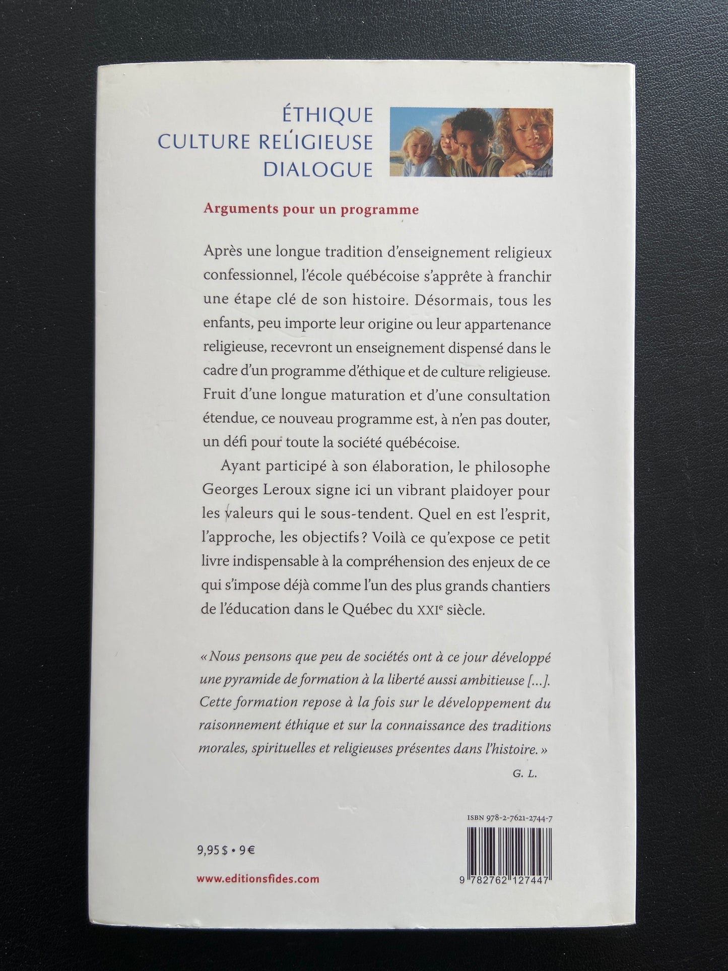 ÉTHIQUE - CULTURE RELIGIEUSE - DIALOGUE - ARGUMENTS POUR UN PROGRAMME