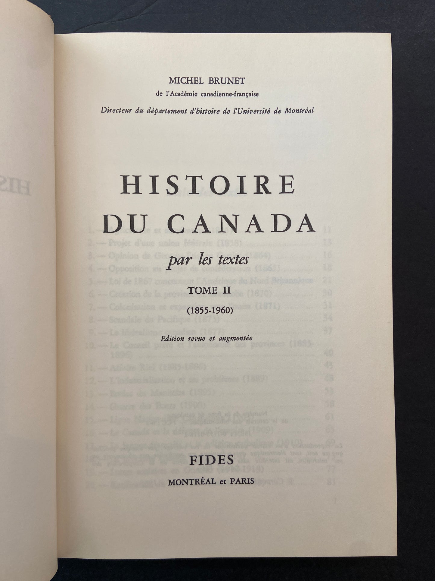 HISTOIRE DU CANADA PAR LES TEXTES - 2 TOMES