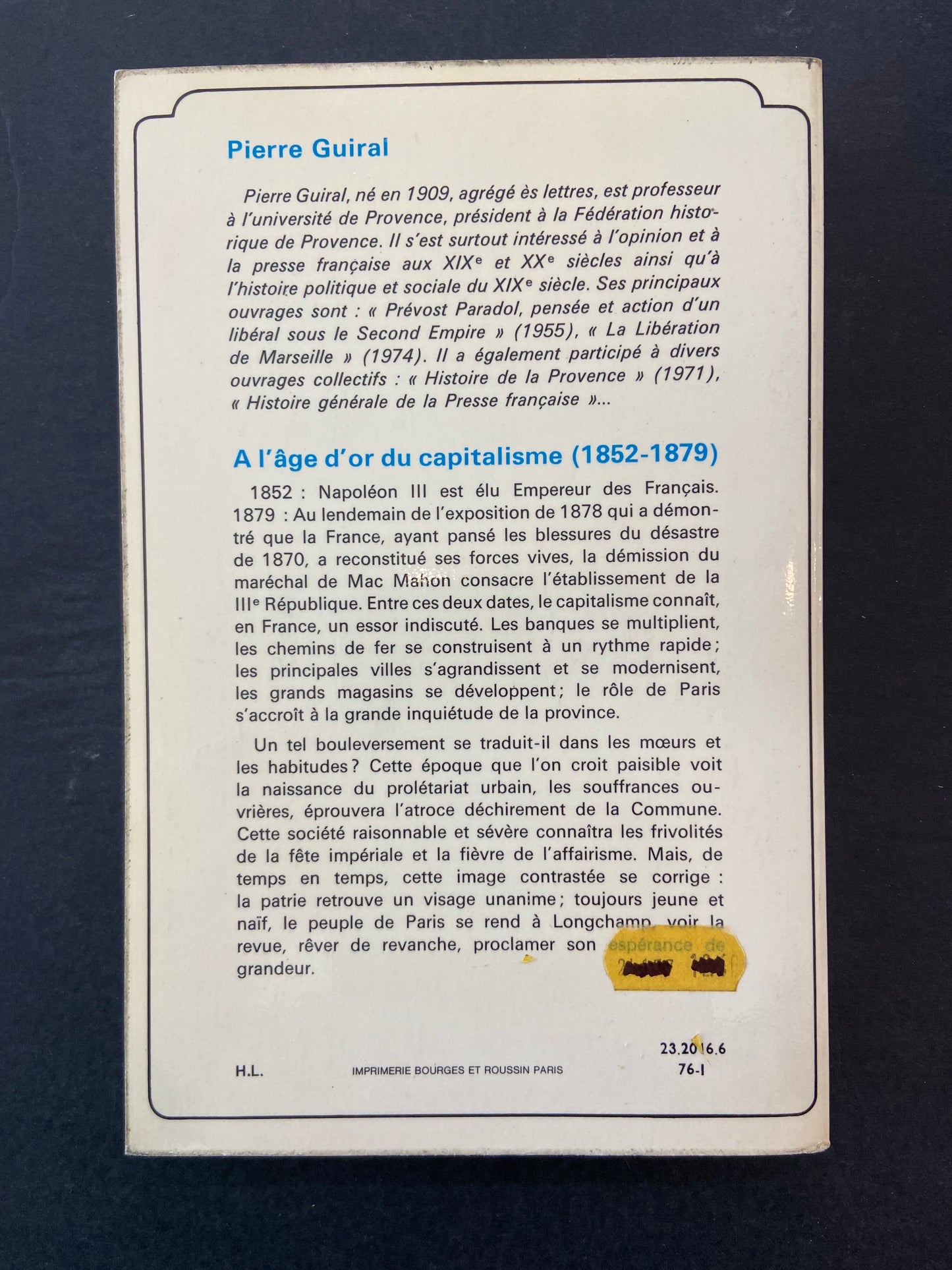 LA VIE QUOTIDIENNE EN FRANCE À L'ÂGE D'OR DU CAPITALISME 1852-1879