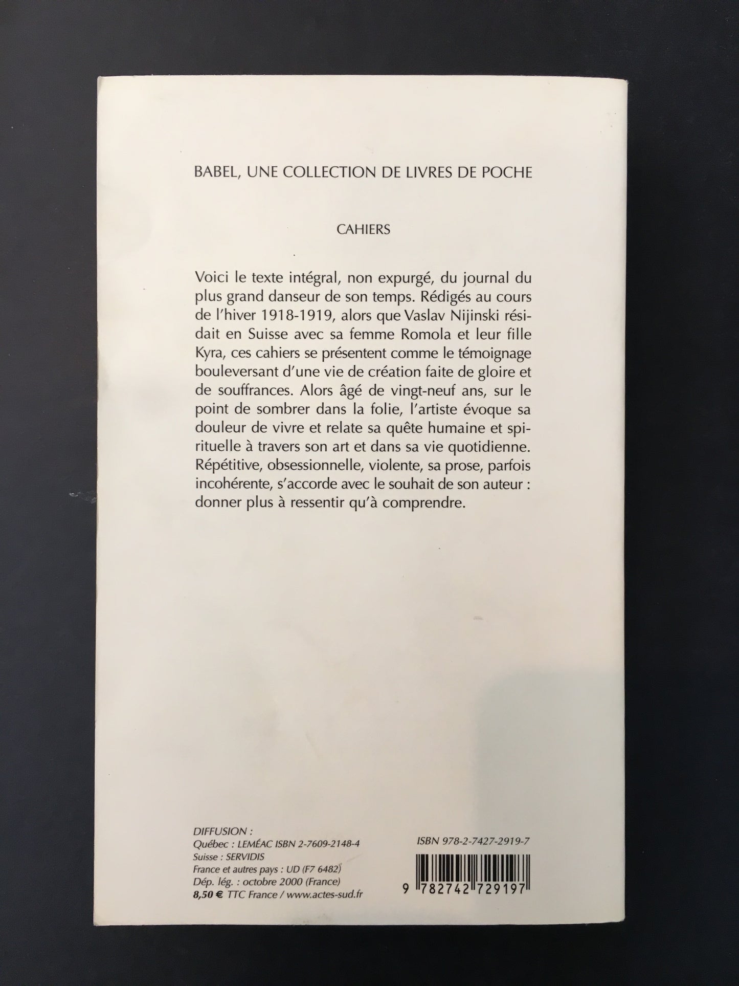 VASLAV NIJINSKI - CAHIERS