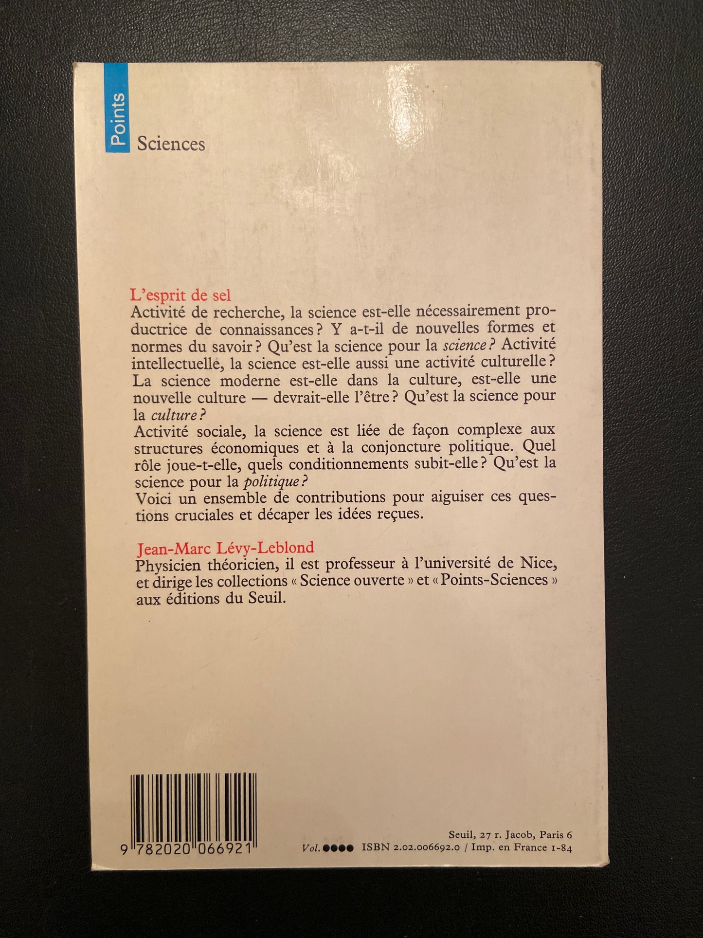 L'ESPRIT DE SEL - SCIENCE CULTURE POLITIQUE