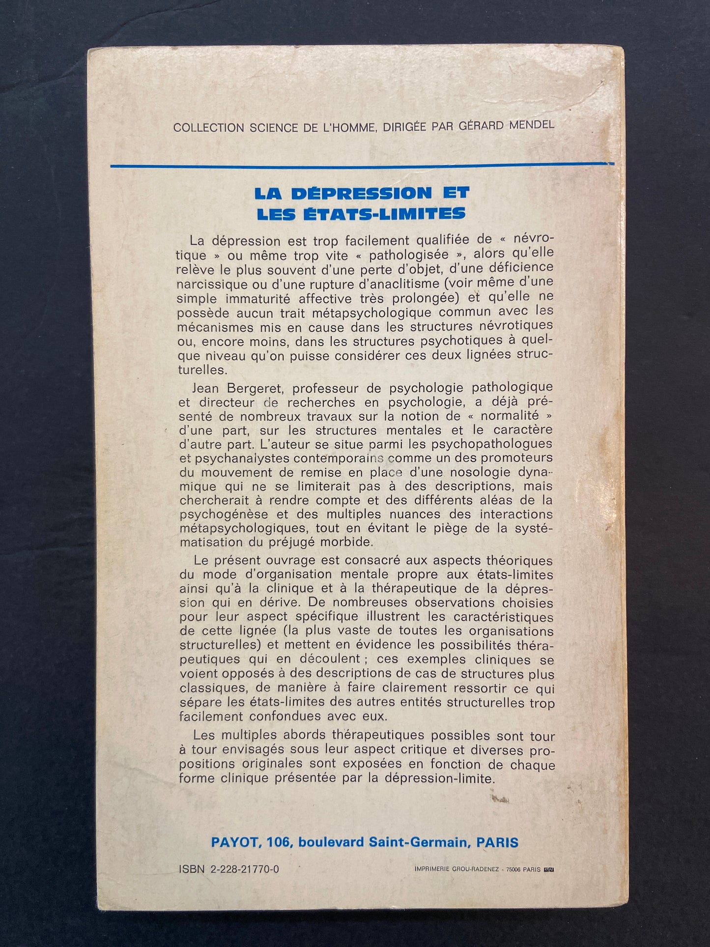 LA DÉPRESSION ET LES ÉTATS-LIMITES