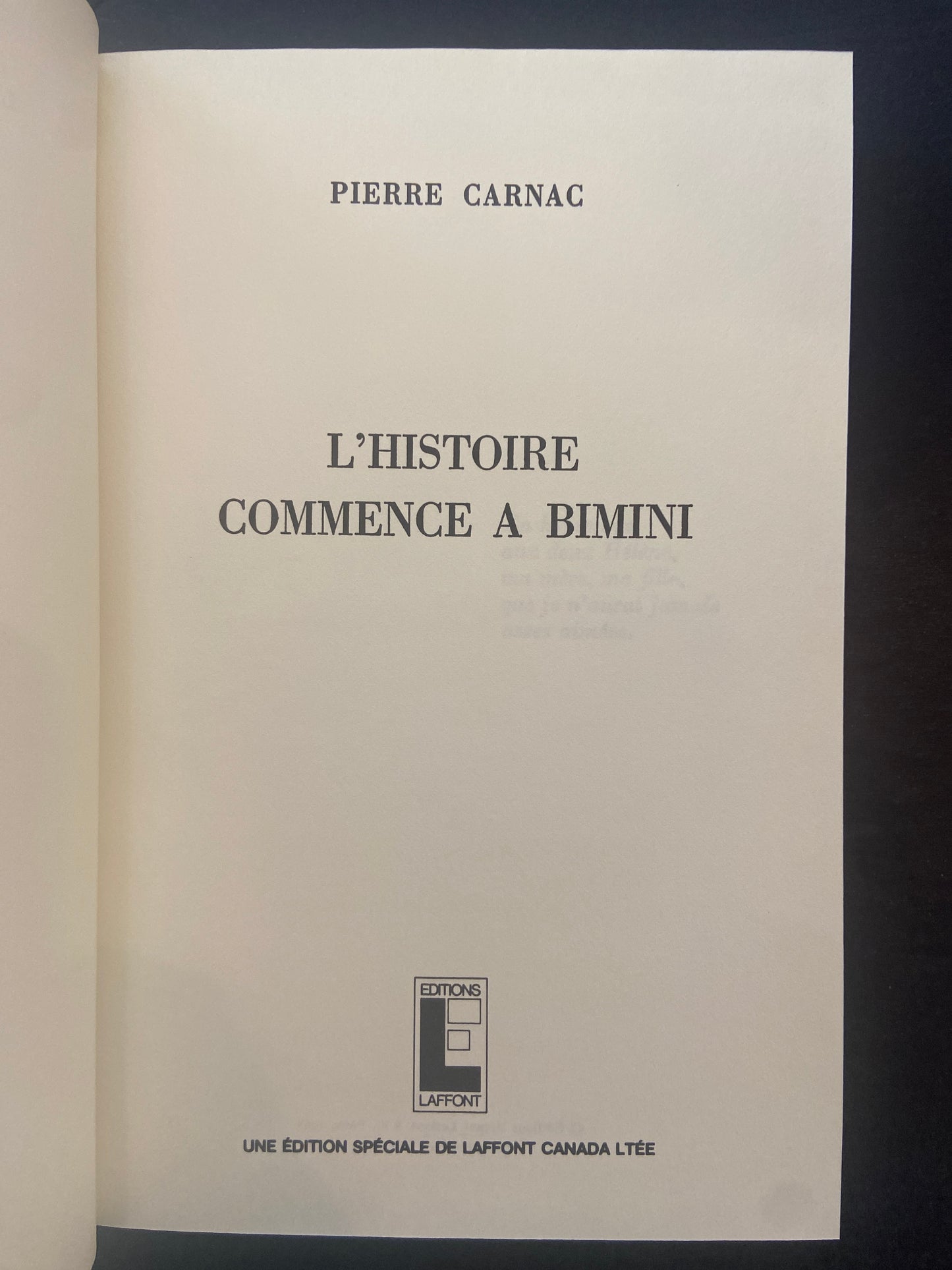 L'HISTOIRE COMMENCE À BIMINI