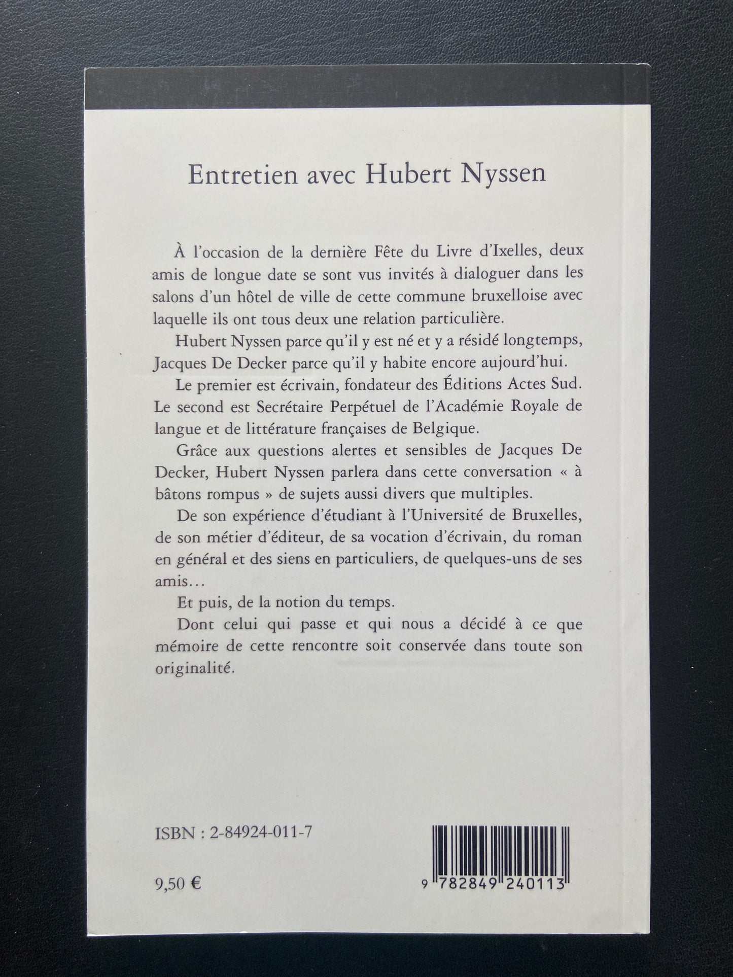ENTRETIEN AVEC HUBERT NYSSEN