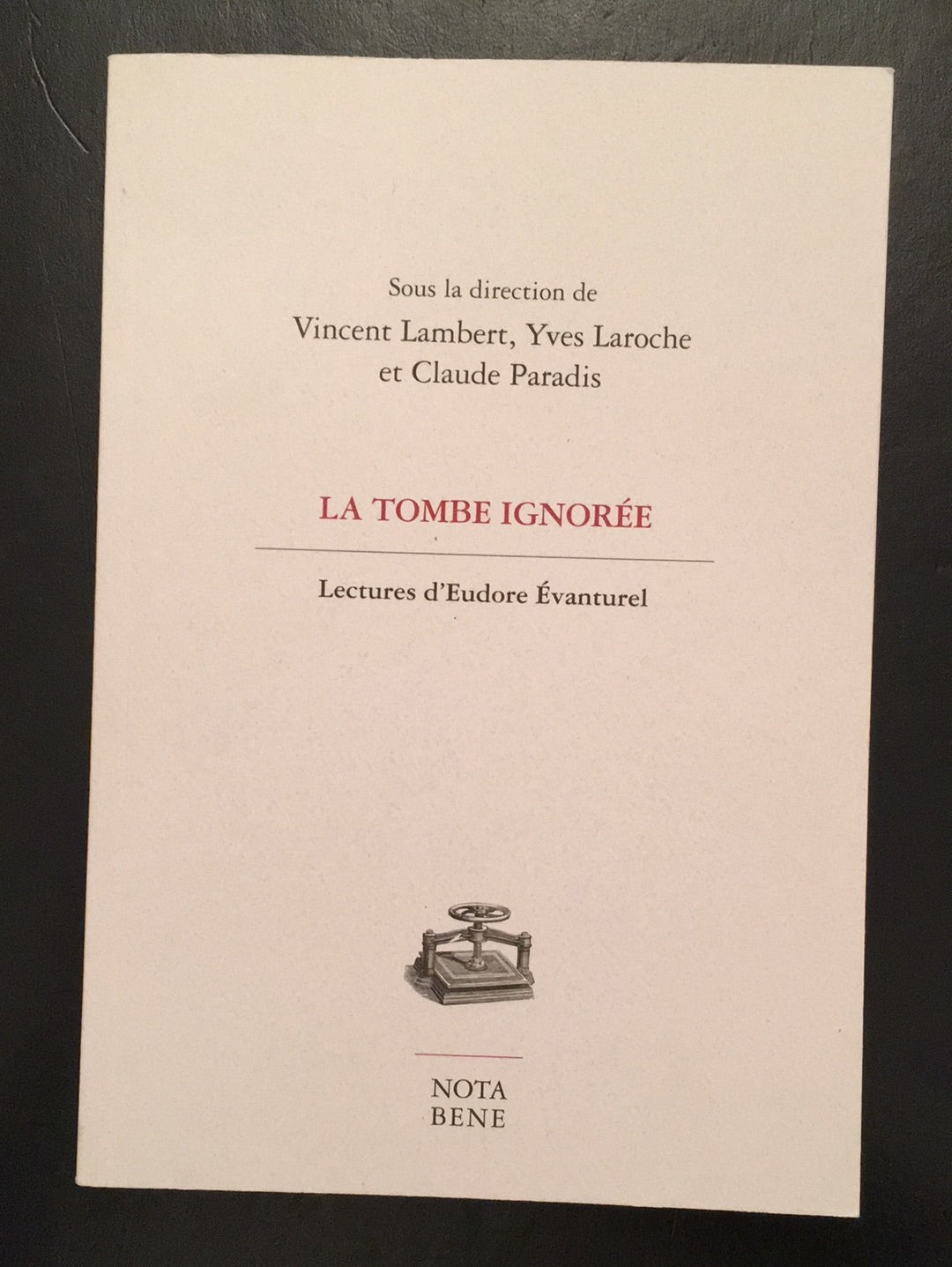 LA TOMBE IGNORÉE - LECTURE D'EUDORE ÉVANTUREL