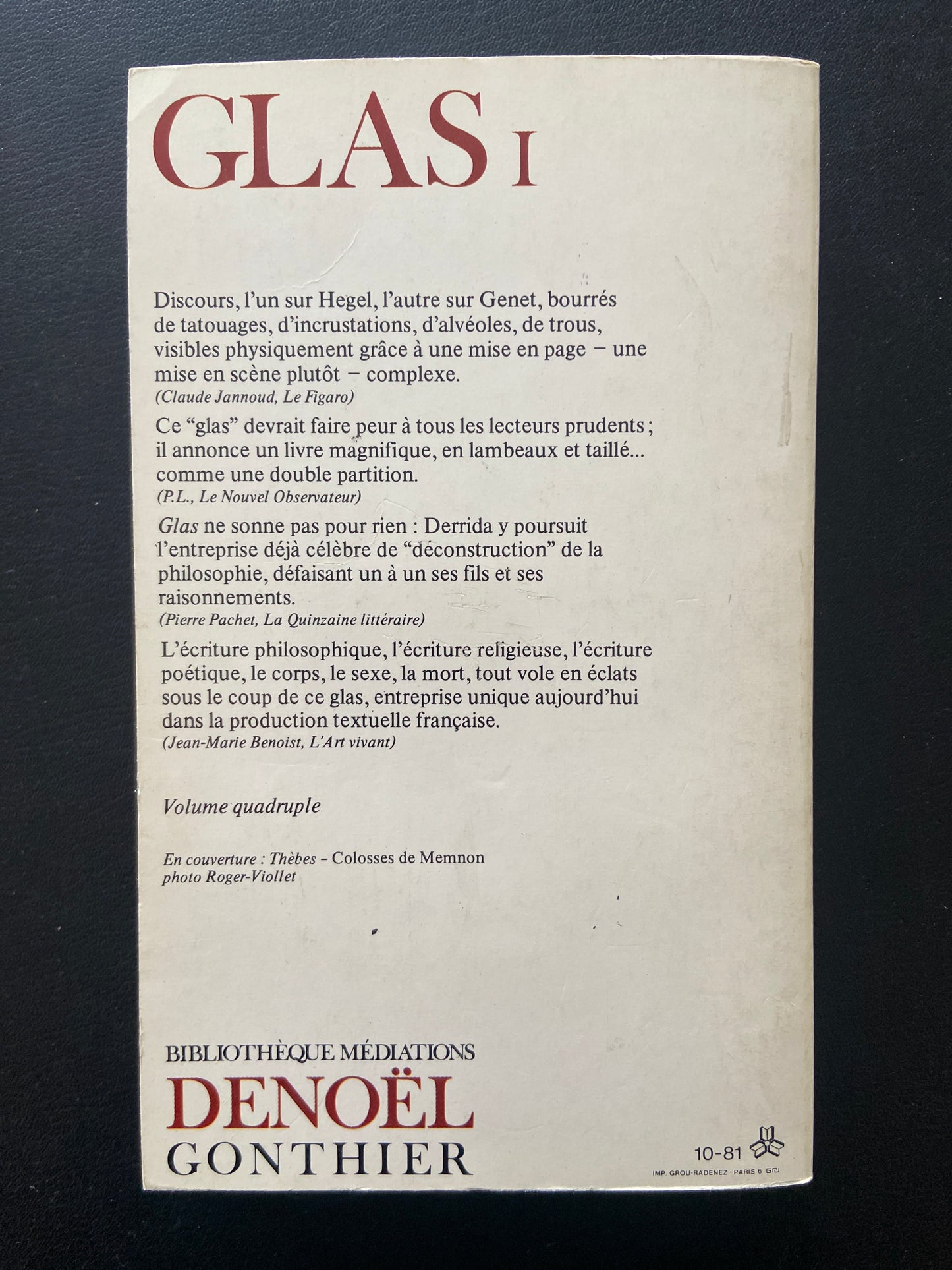 GLAS 1 QUE RESTE-T-IL DU SAVOIR ABSOLU ?