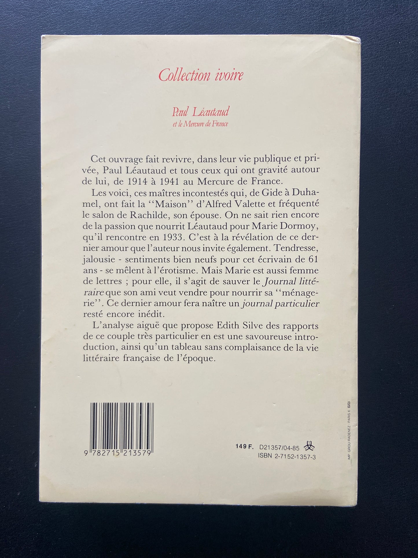 PAUL LÉAUTAUD ET LE MERCURE DE FRANCE