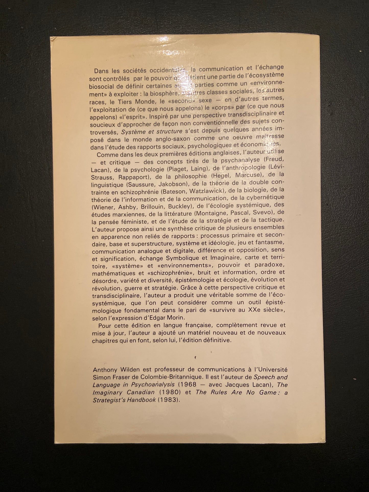 SYSTÈME ET STRUCTURE - ESSAIS SUR LA COMMUNICATION ET L'ÉCHANGE