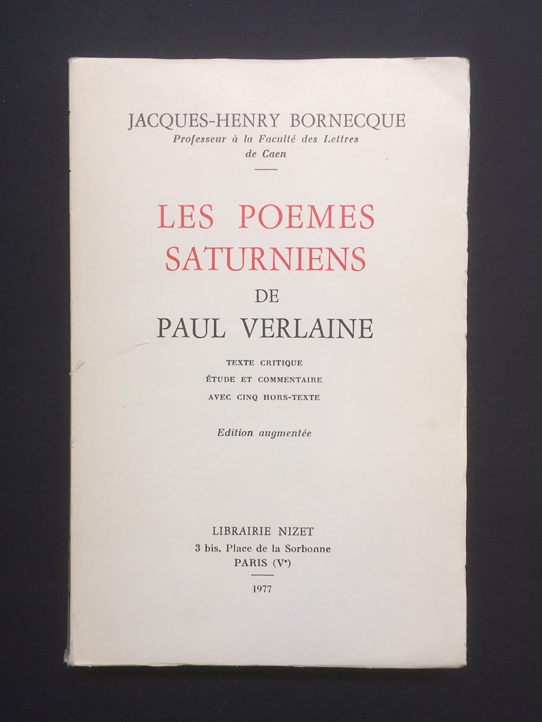 LES POÈMES SATURNIENS DE PAUL VERLAINE