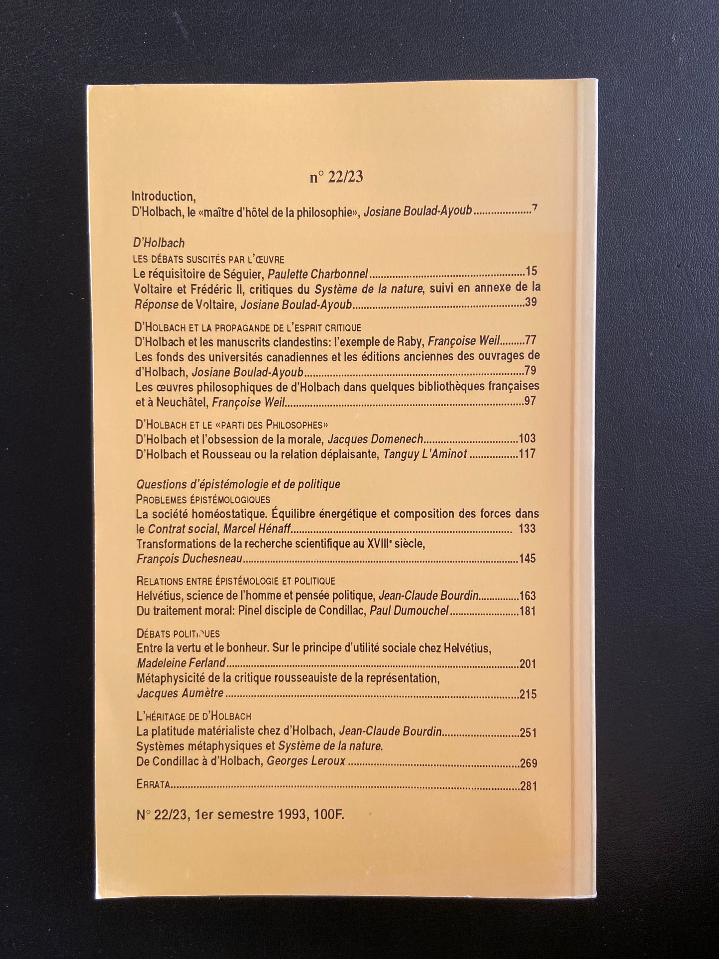 REVUE CORPUS - N°22/23 - D'HOLBACH