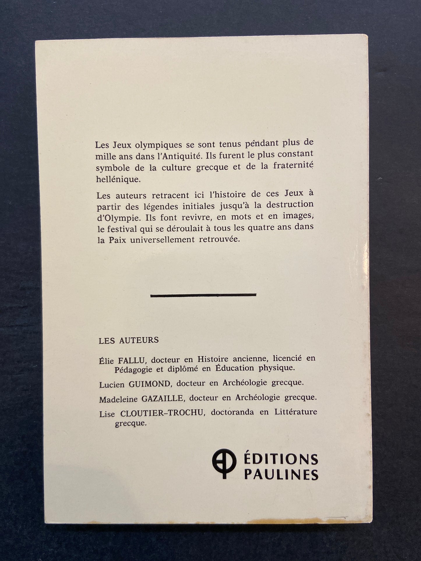 LES JEUX OLYMPIQUES DANS L'ANTIQUITÉ