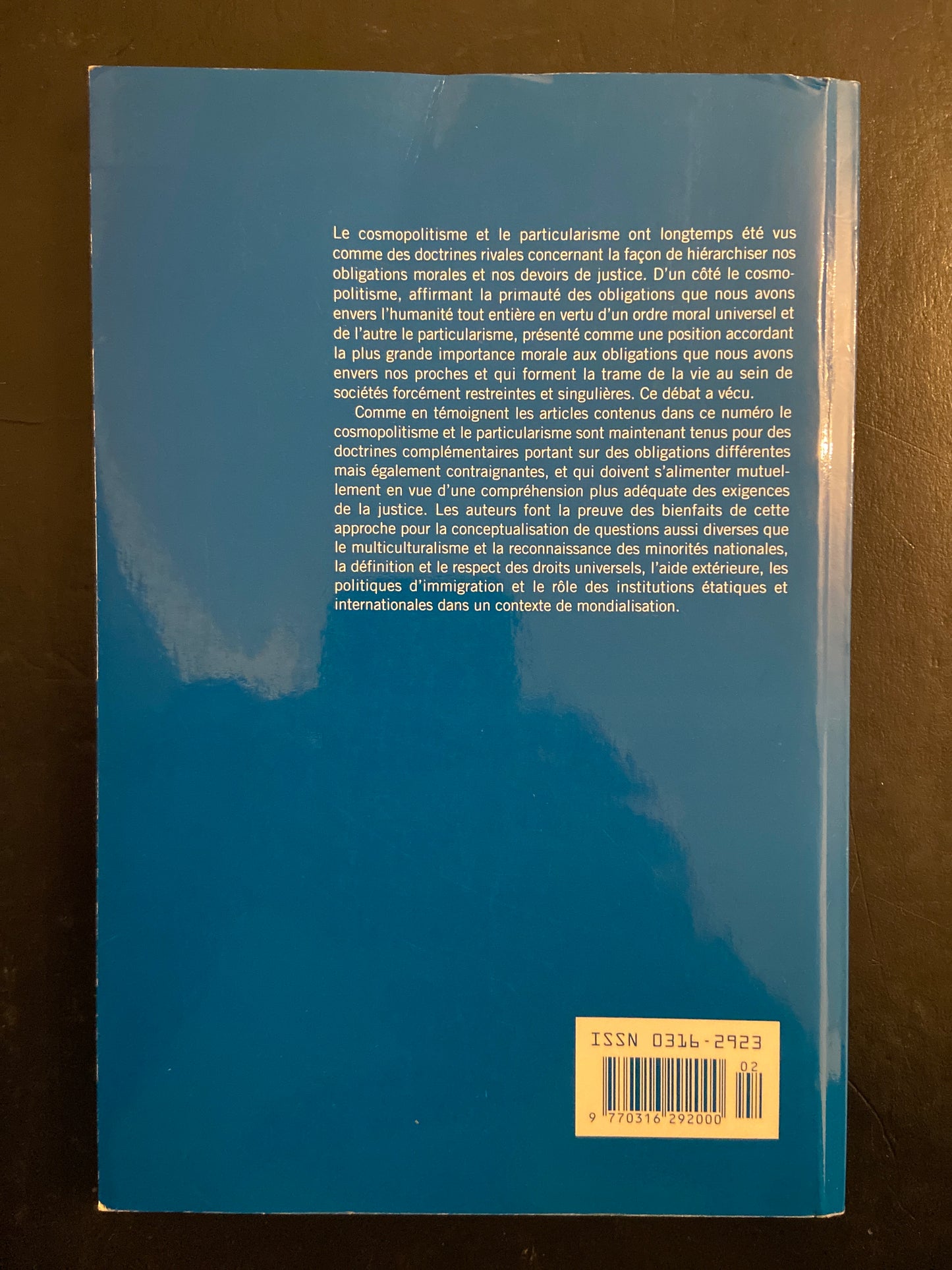 PHILOSOPHIQUES VOL. 34 N°1 - COSMOPOLITISME ET PARTICULARISME