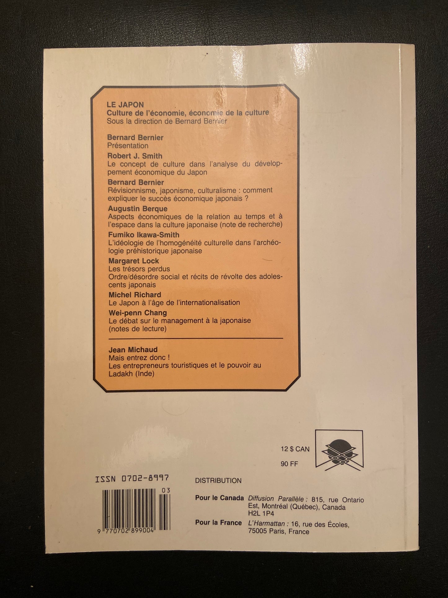 ANTHROPOLOGIE ET SOCIÉTÉ - VOL.14-3 LE JAPON