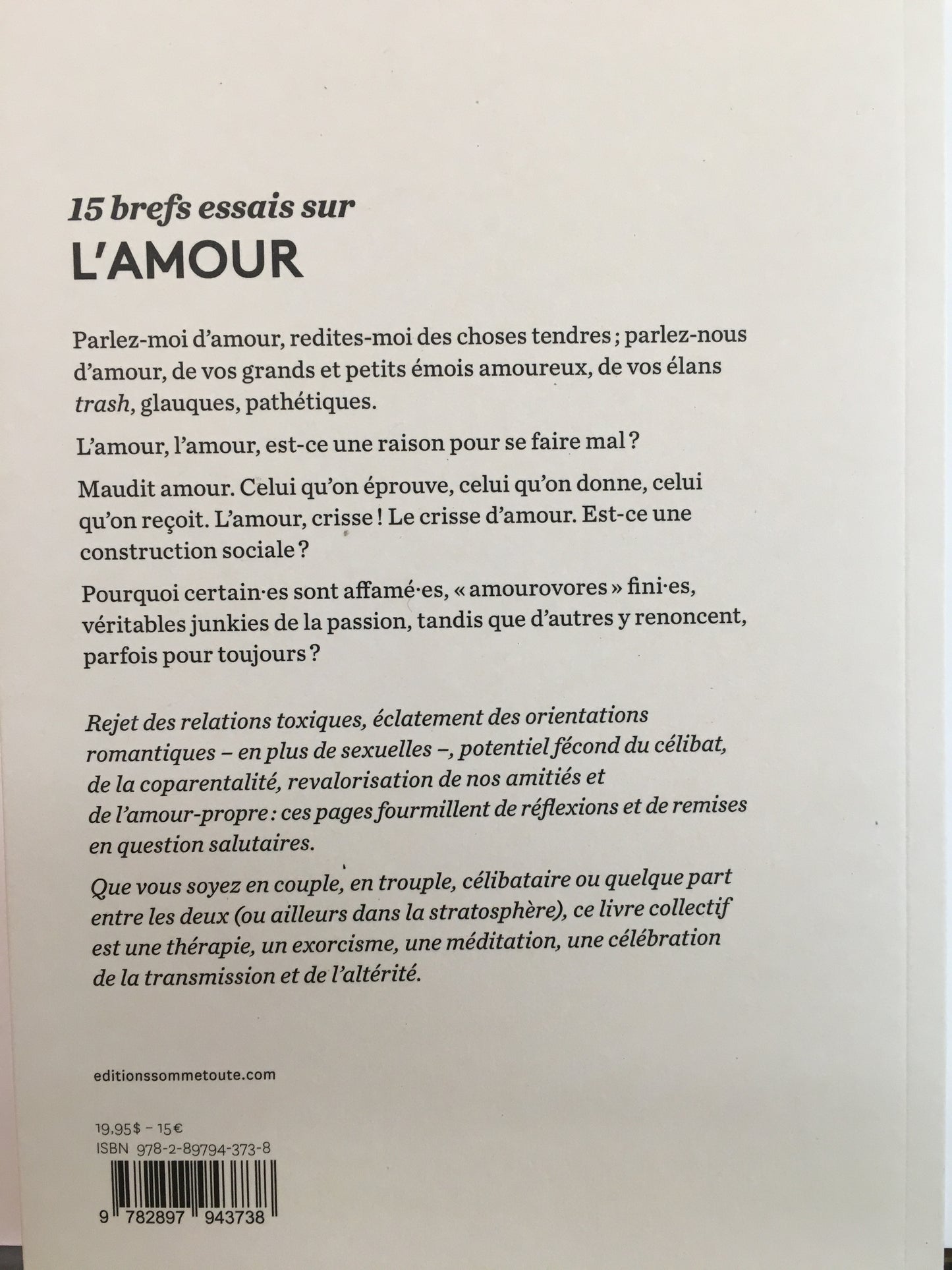 15 BREFS ESSAIS SUR L'AMOUR