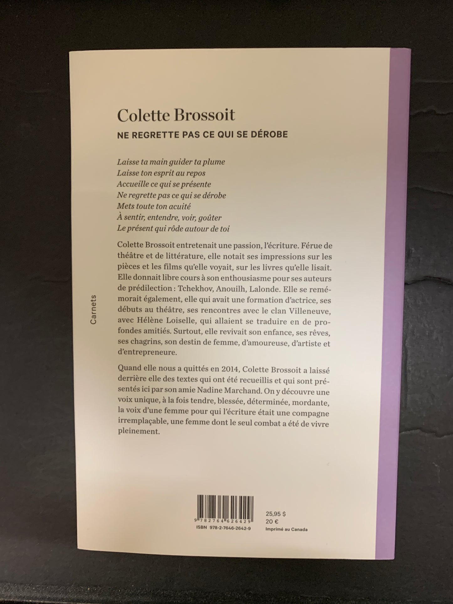 NE REGRETTE PAS CE QUI SE DÉROBE