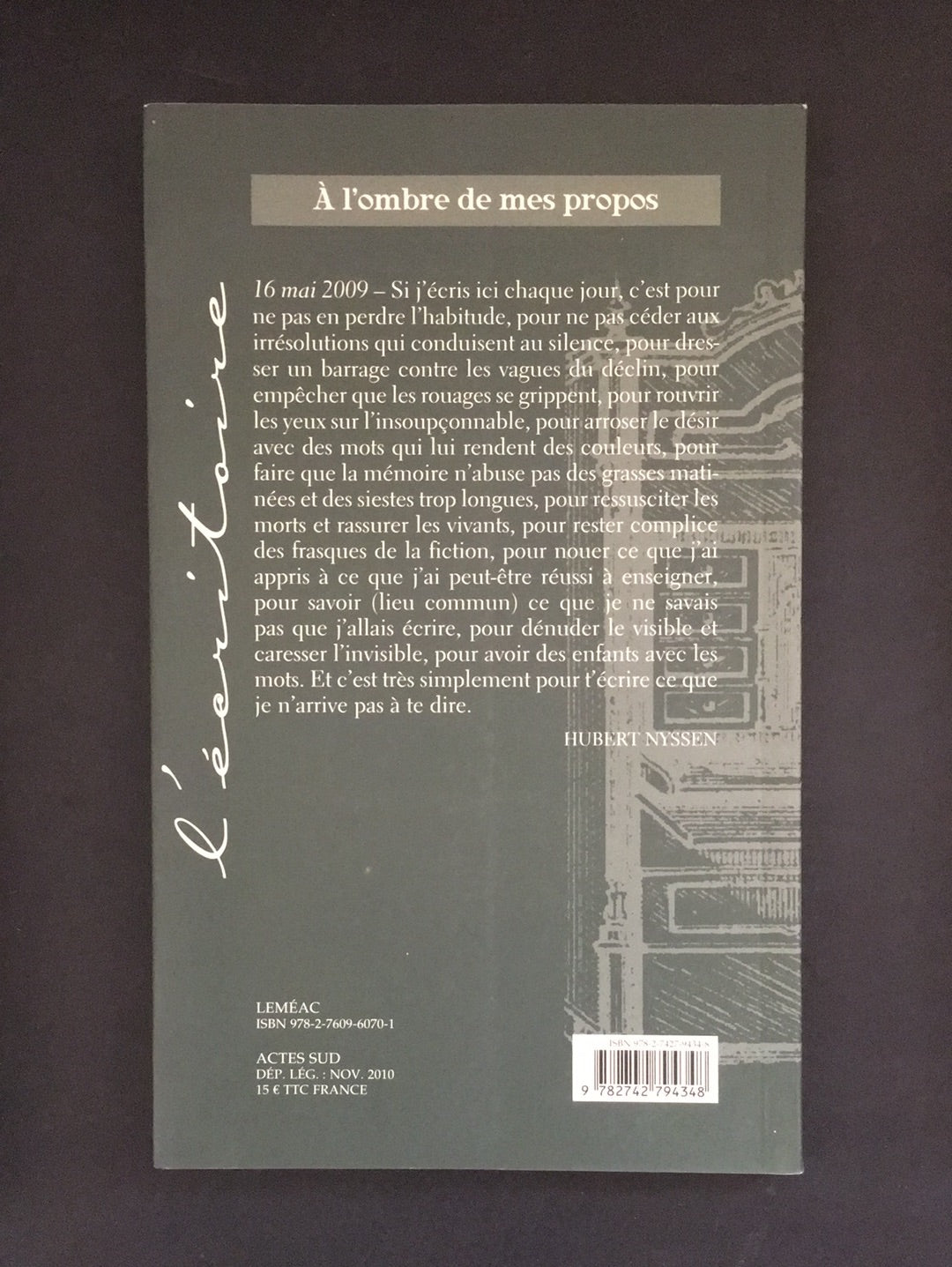 À L'OMBRE DE MES PROPOS