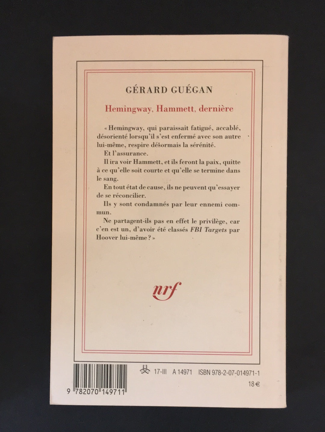 HEMINGWAY HAMMETT DERNIÈRE