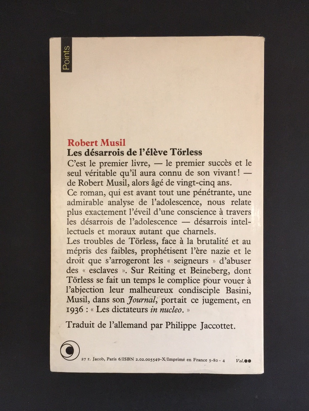 LES DÉSARROIS DE L'ÉLÈVE TÖRLESS