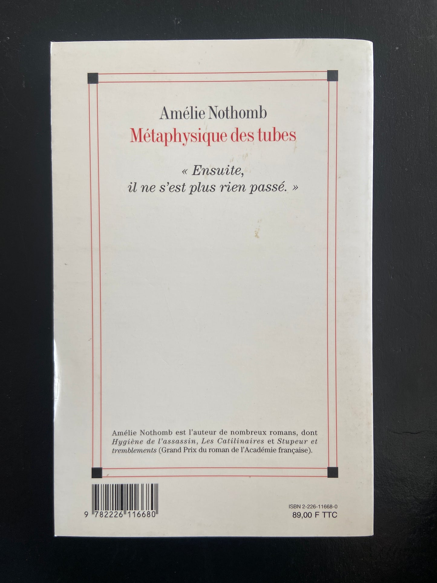 MÉTAPHYSIQUE DES TUBES