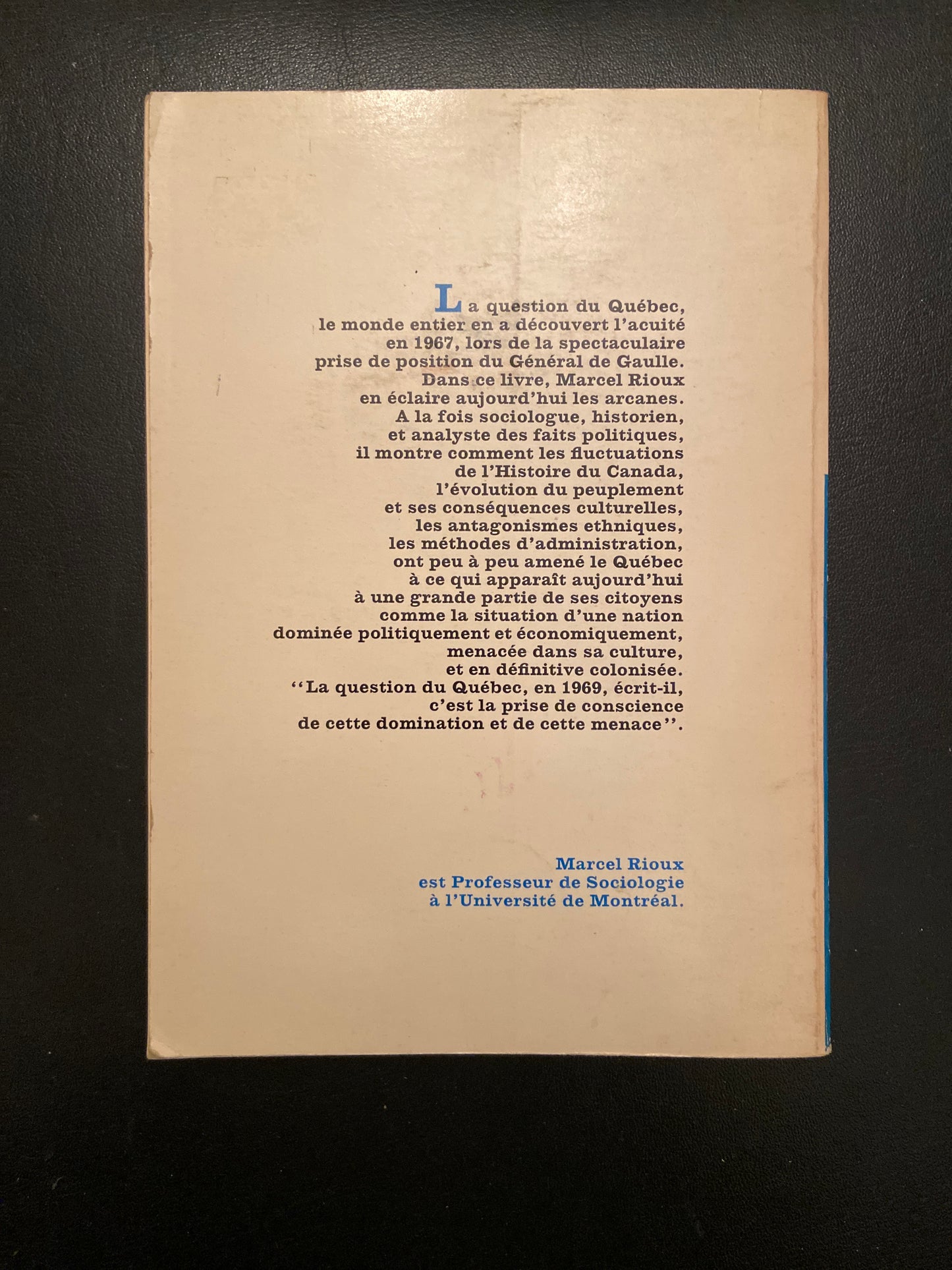 LA QUESTION DU QUÉBEC