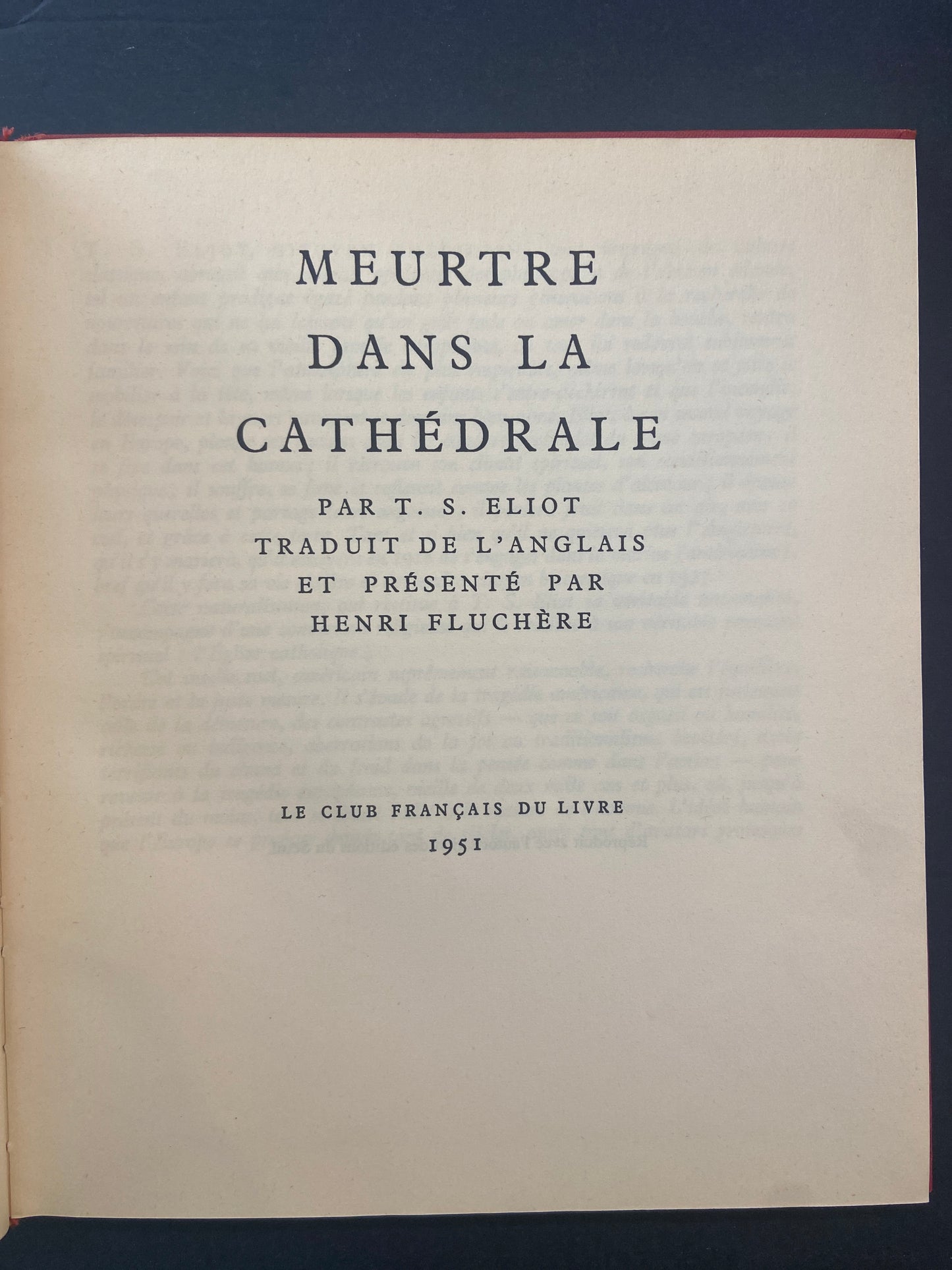 MEURTRE DANS LA CATHÉDRALE