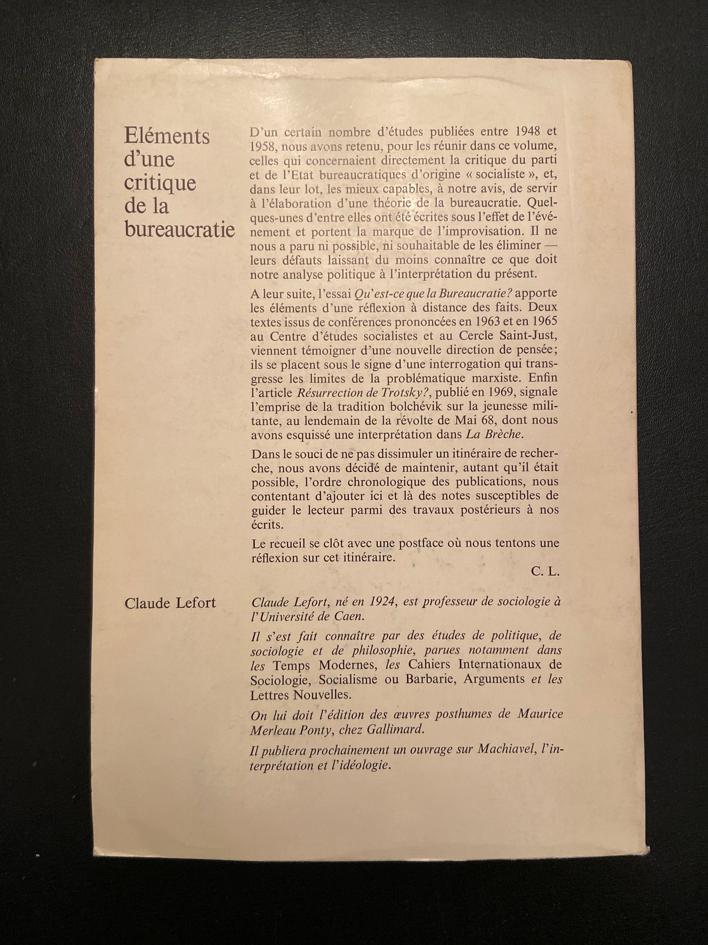 ÉLÉMENTS D'UNE CRITIQUE DE LA BUREAUCRATIE