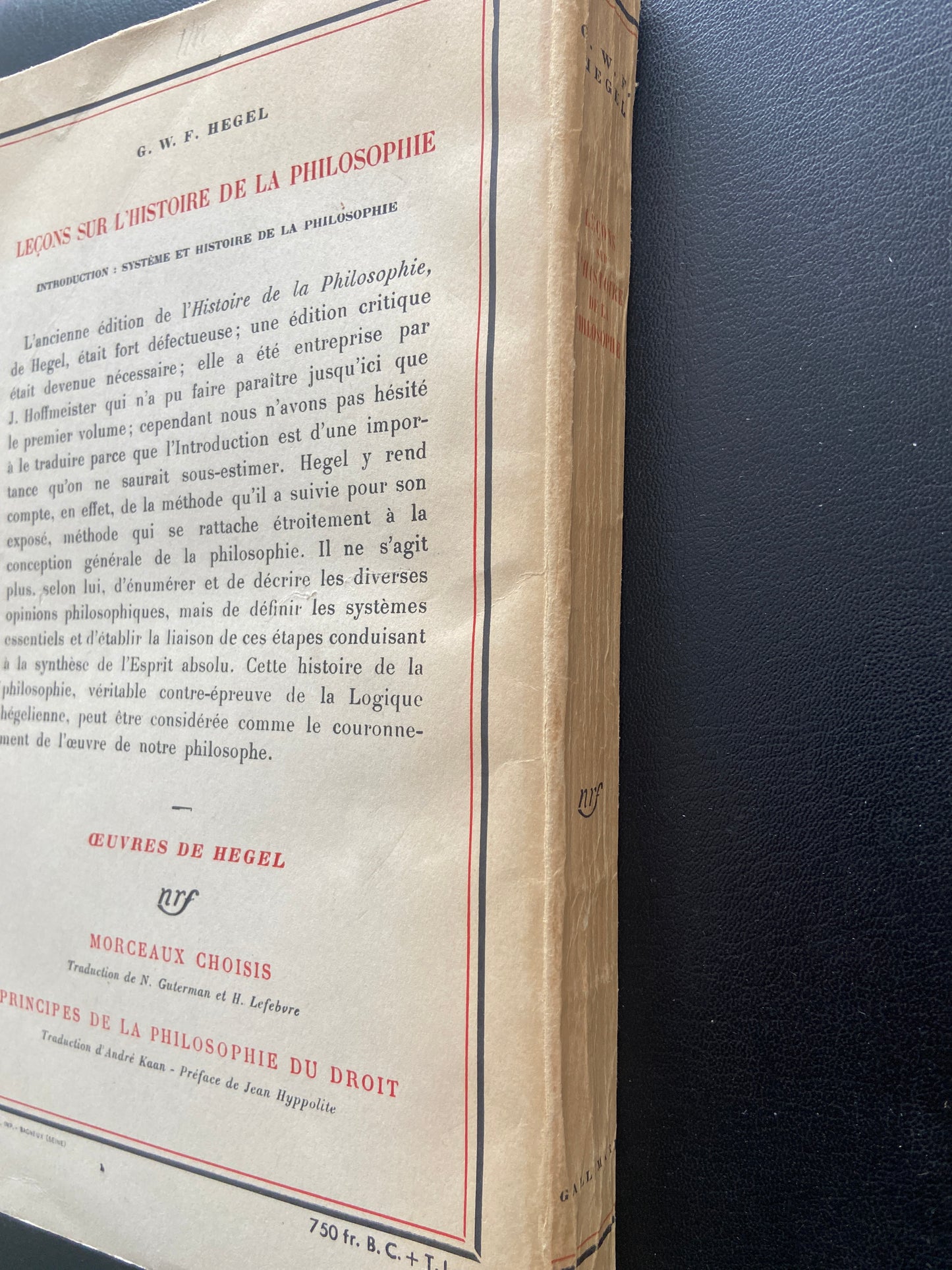 LEÇONS SUR L'HISTOIRE DE LA PHILOSOPHIE