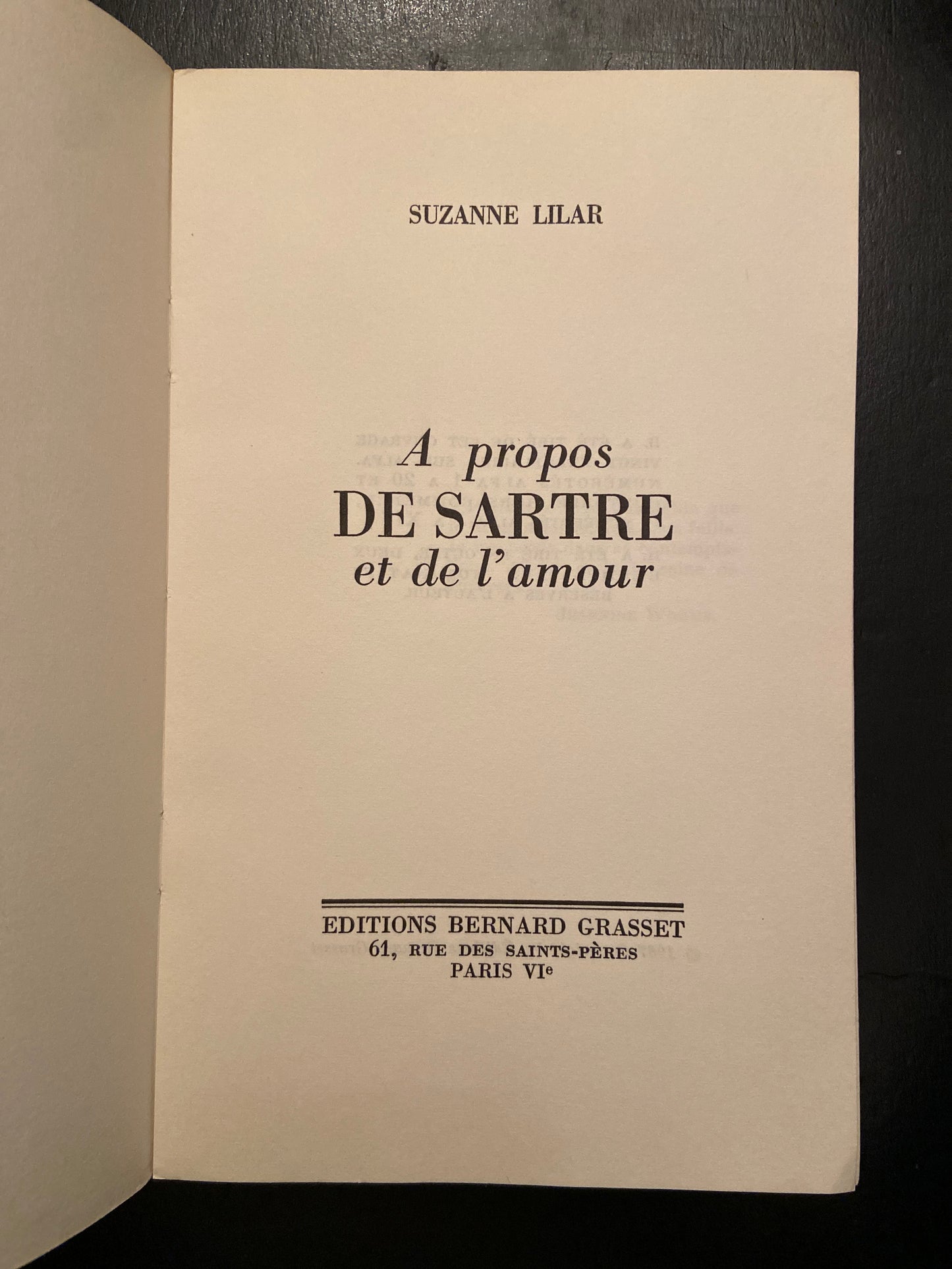 À PROPOS DE SARTRE ET DE L'AMOUR