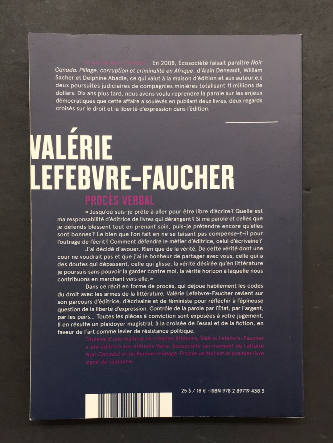 PROCÈS VERBAL - 10 ANS DE NOIR CANADA