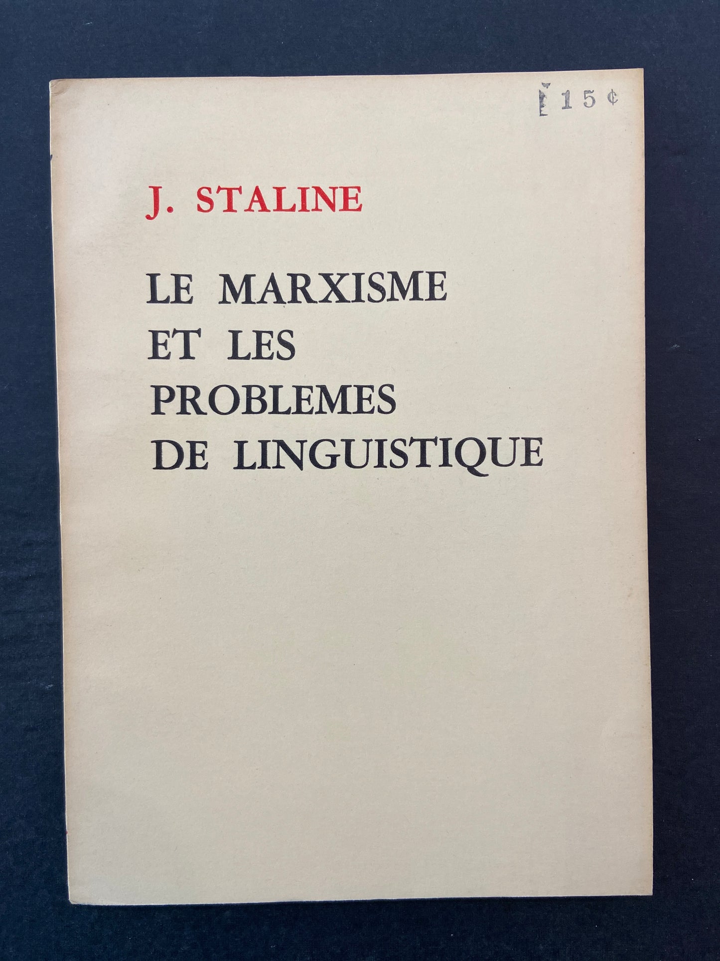 LE MARXISME ET LES PROBLÈMES DE LINGUISTIQUE