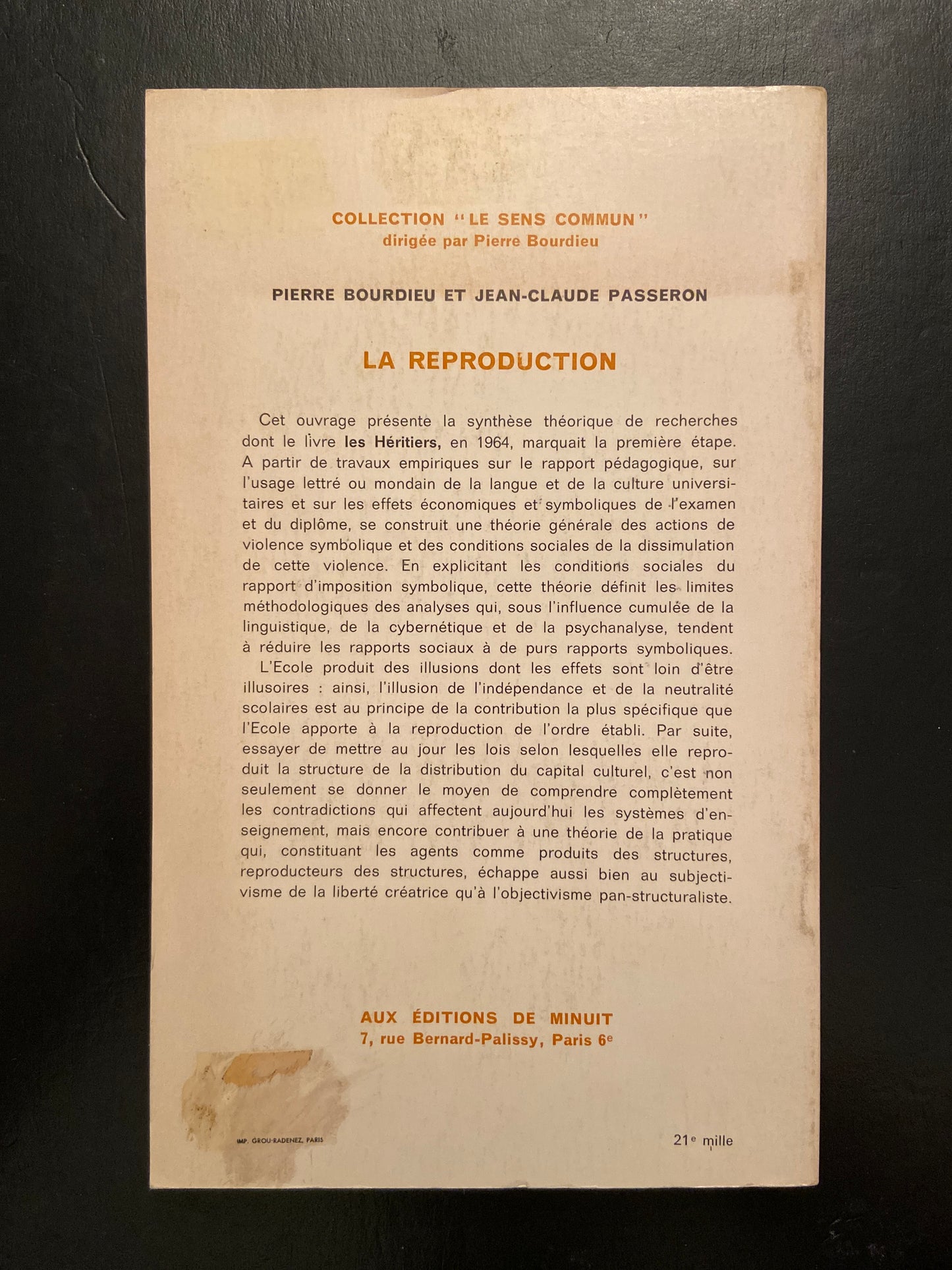 LA REPRODUCTION - ÉLÉMENTS POUR UNE THÉORIE DU SYSTÈME D'ENSEIGNEMENT