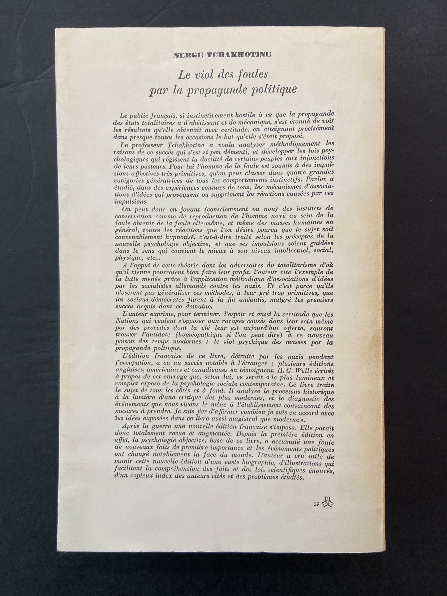 LE VIOL DES FOULES PAR LA PROPAGANDE POLITIQUE